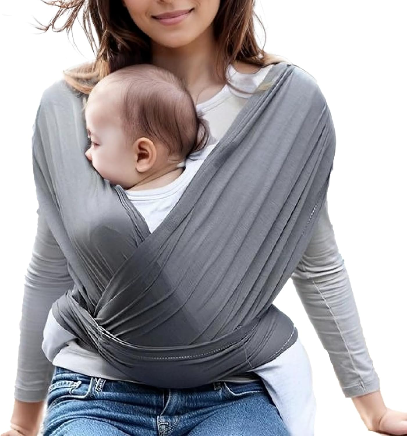 Baby Wrap Carrier All-In-One Hands-Free Baby Carrier Adjustable Lightweight Newborn Wrap Toddler Sling Baby Hip Carrier for Newborns and Toddlers image number 3