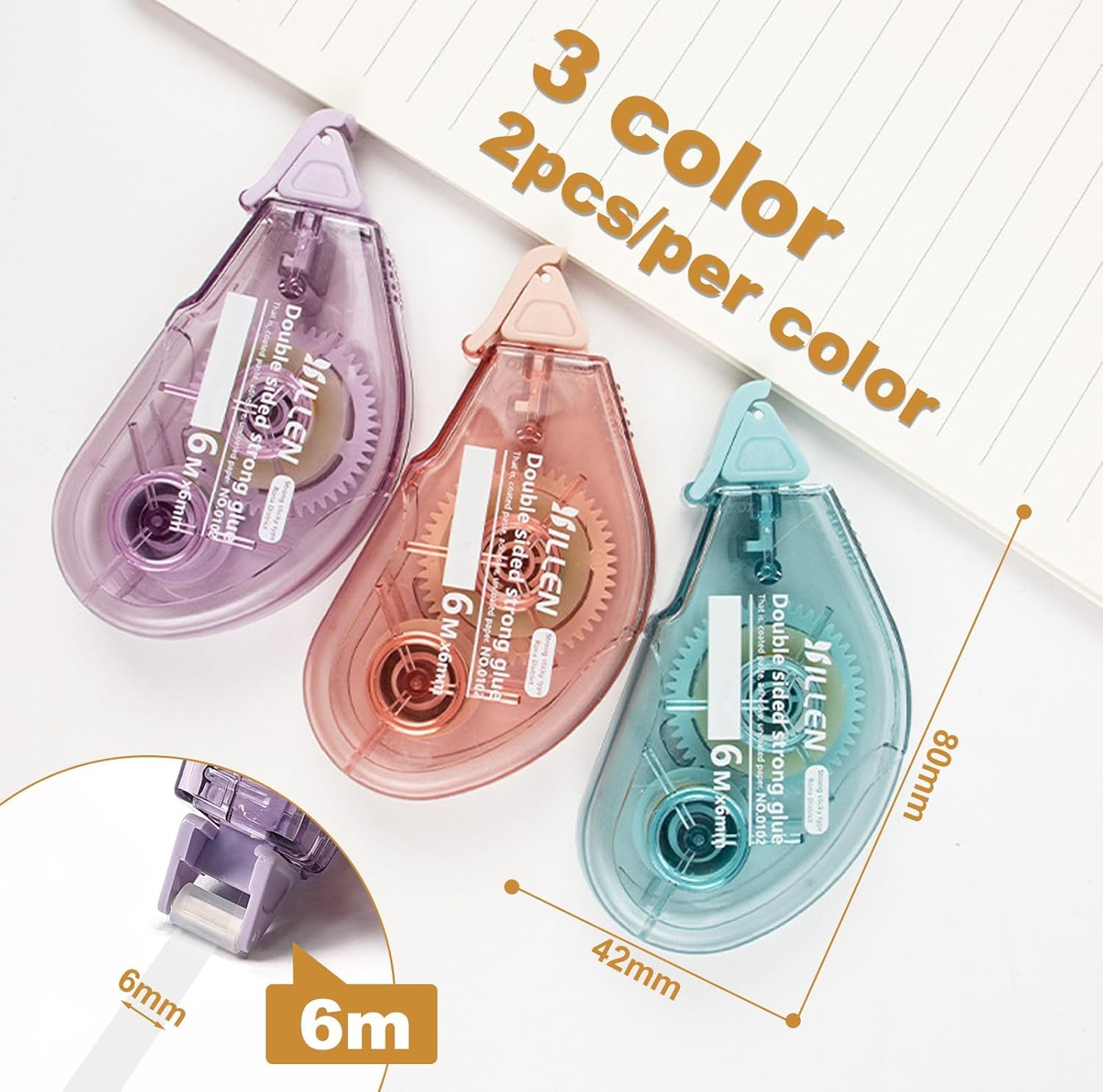 Double Sided Tape Roller, Scrapbooking Supplies, Sticky Tape Glue Roller Dispenser for Scrapbook, Journaling DIY Crafts, Perfect for Gift Wrapping Photo Albums - 6 Pack image number 4