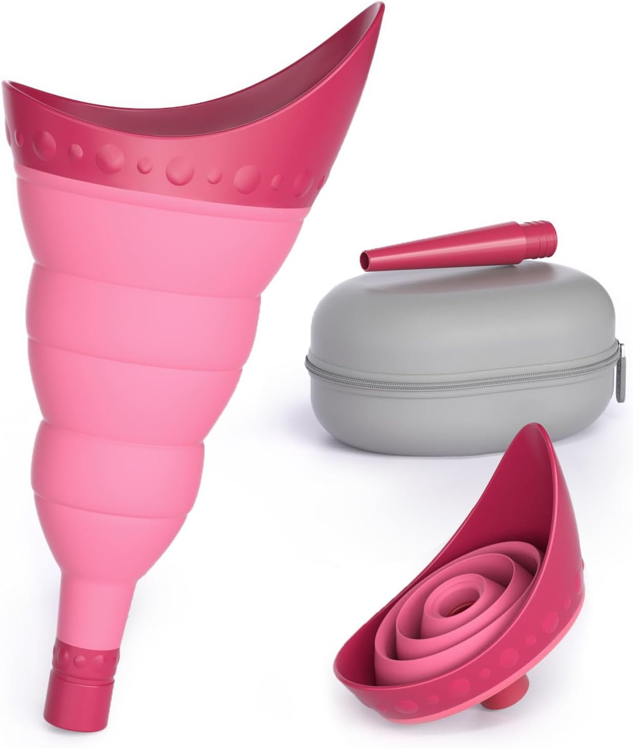 TRIPTIPS Pee Conch Foldable Female Urinal Device Portable Urinal for Women Pee Funnel for Women Travel, She Pee Cup for Women, Stand to Pee Reusable Womens Urinal Funnel with Tube and Case