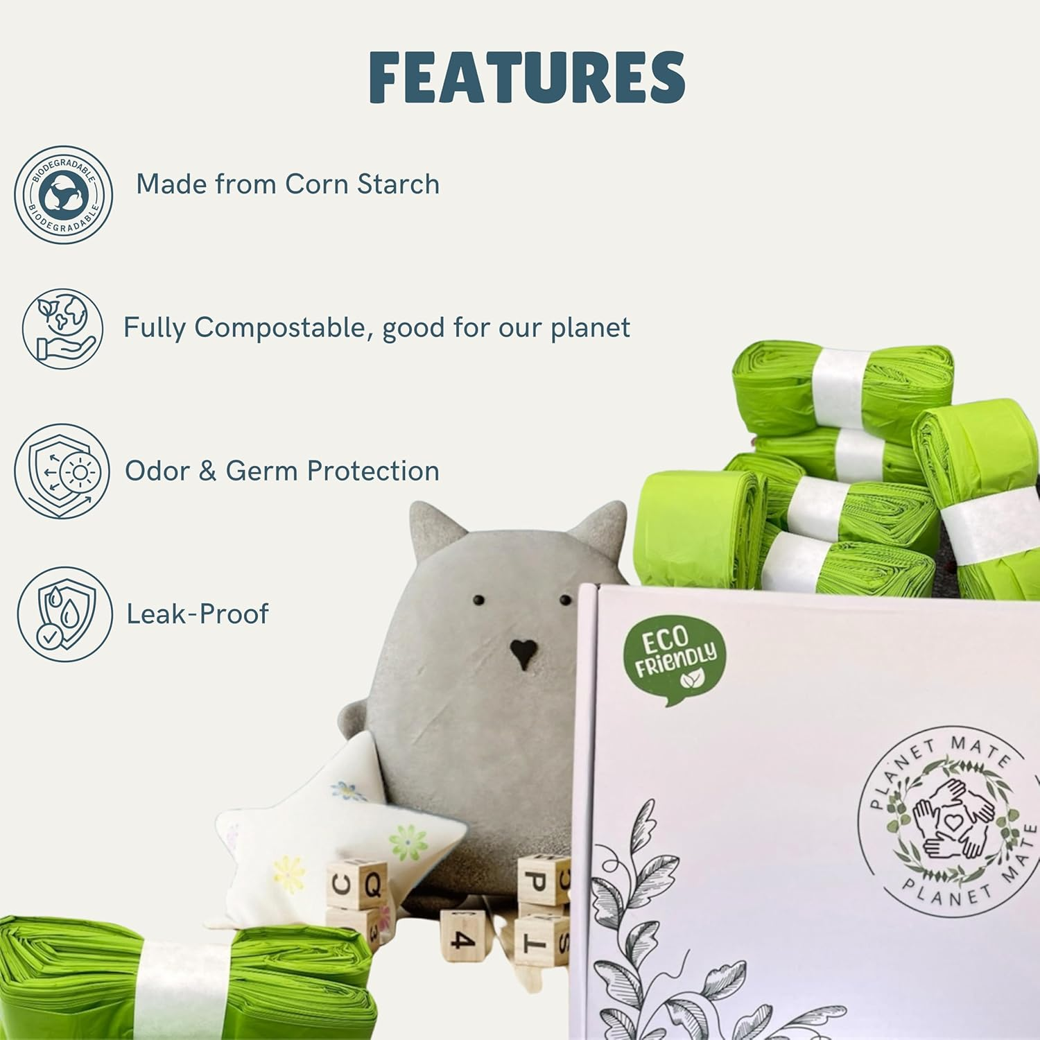 Planet Mate Eco-Friendly 3-Pack Fully Biodegradable Diaper Refill Bags &ndash; Fits Tommee Tippee Twist & Click &ndash; Odour-Locking, Durable, Germ Protection, 10M Length Each (Cassette Not Included) image number 2