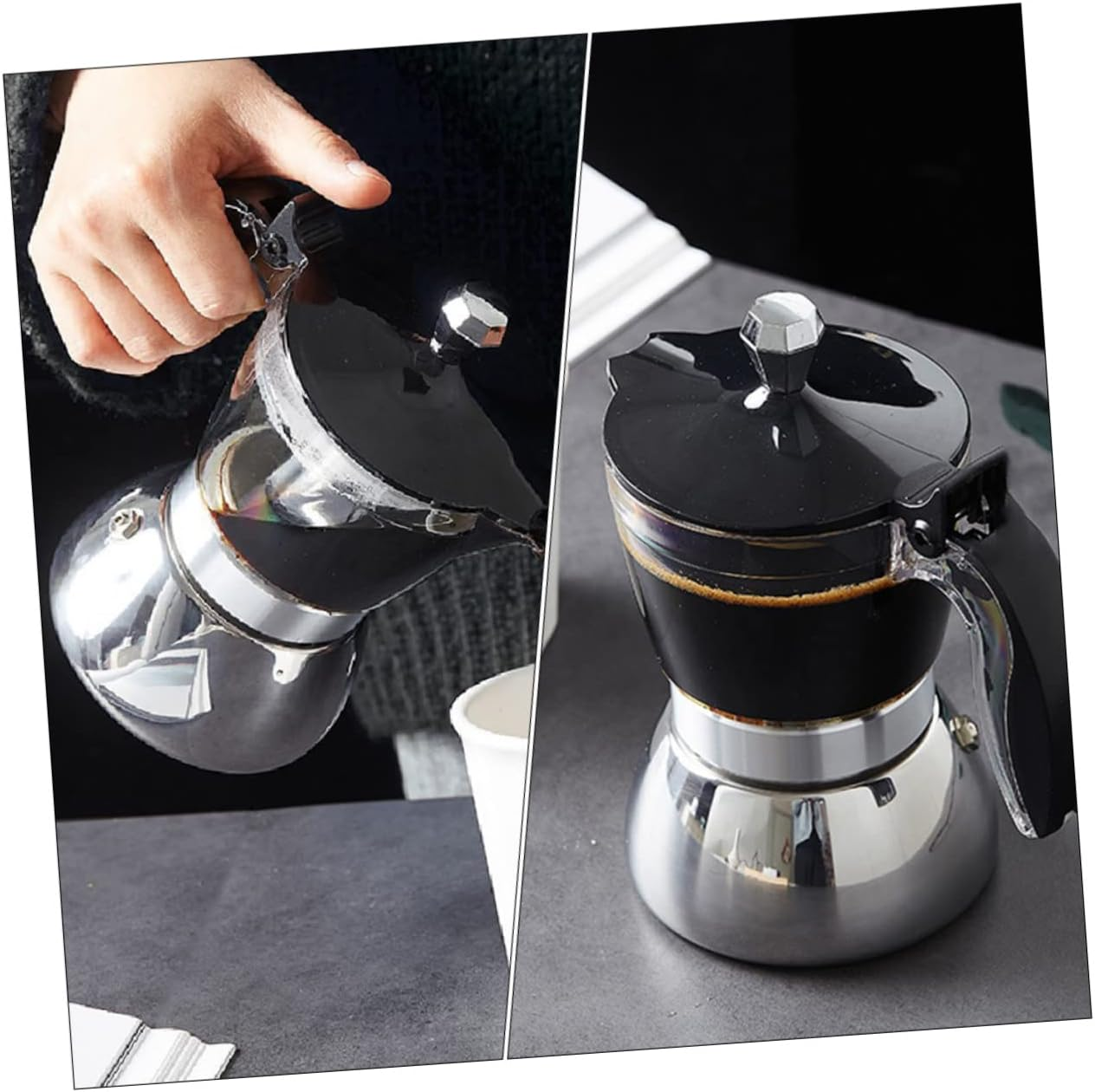 COLLBATH Mocha Coffee Maker 4-Cup 200Ml Glass Pot Stainless Steel Hand Brewing Coffee Pot for Home Espresso Brewing image number 5