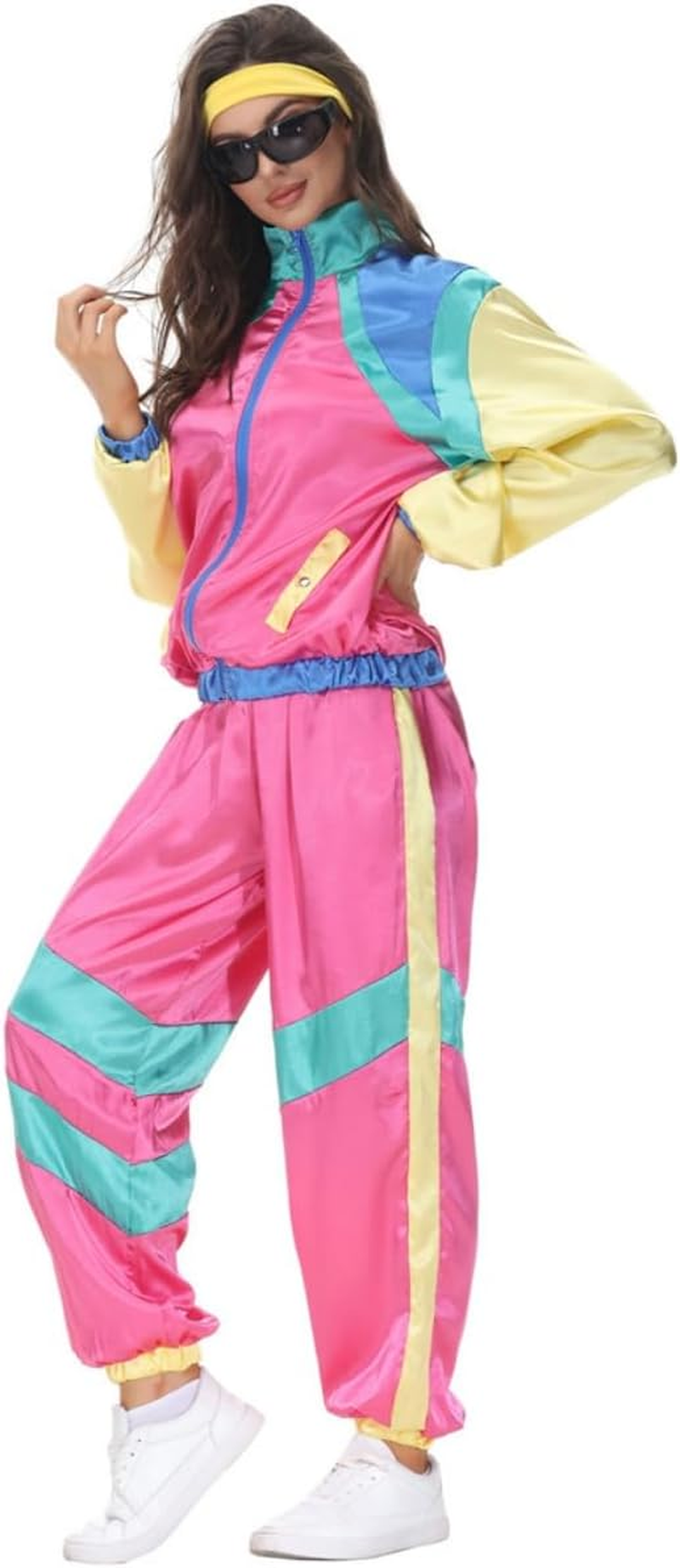 Costume Bay Adults Couple Mens Womens 80S Height of Fashion Shell Tracksuit 1980S Party Retro Disco Neon Costume Halloween Book Week Party Fancy Dress image number 2