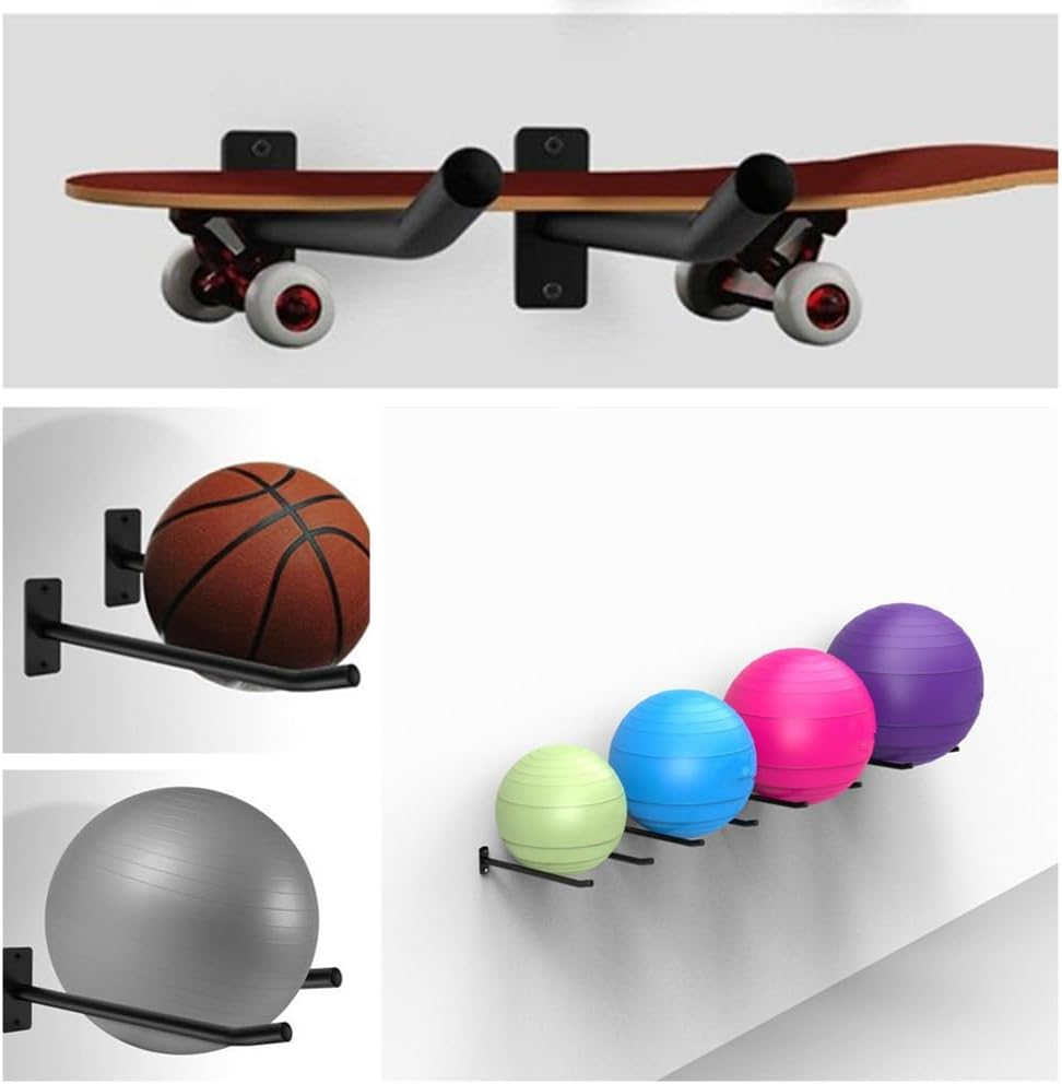 2 Pairs Black Yoga Ball Racks,Medicine Ball Rack,Metal Wall Mounted Rack for Balls,Exercise Wall Holder,For Yoga, Stability,Gymnastics, Barbell Balls and More. image number 3
