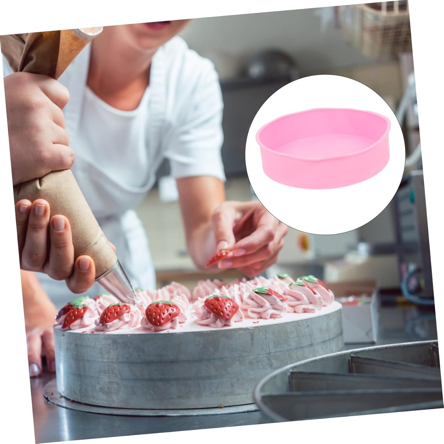 Alipis Silicone round Cake Pan Baking Mold Easy Release Sturdy Design for Layer Cakes Random Color image number 1