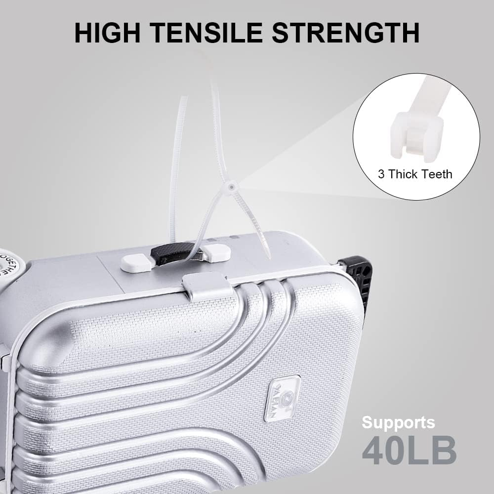 12 Inch Zip Cable Ties (100 Pieces), Self-Locking Premium Nylon Cable Wire Ties,Heavy Duty White, for Indoor and Outdoor by Boacua image number 6