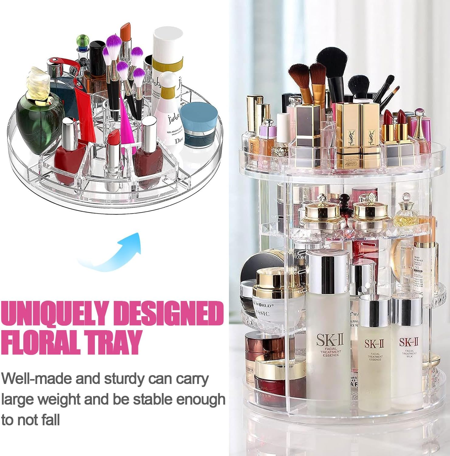 Makeup Organizer, Rotating Makeup Organizer, 360 Degree Rotating Adjustable Cosmetic Storage Display Case, 7 Layers Large Capacity for Skincare, Perfume, Cosmetic, Beauty, Make up and Essential Oil image number 2