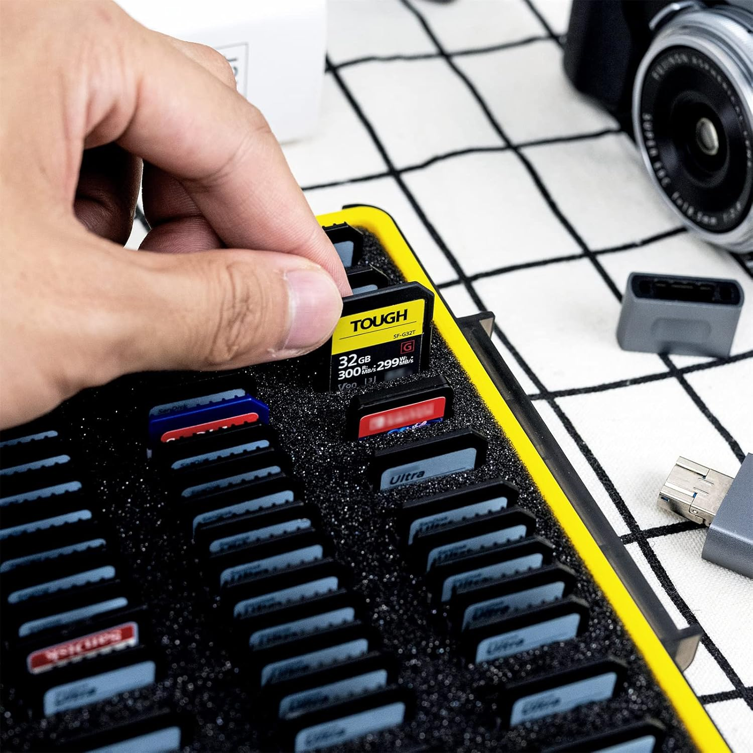 60 Slots SD Card Case Holder for 60 SD/SDXC/SDHC Card Cfexpress Type a Card, PSV PS Vita NS Nintendo Swich Game Card, Stackable Memory Card Case Storage Organizer Water-Resistant & Shockproof image number 1