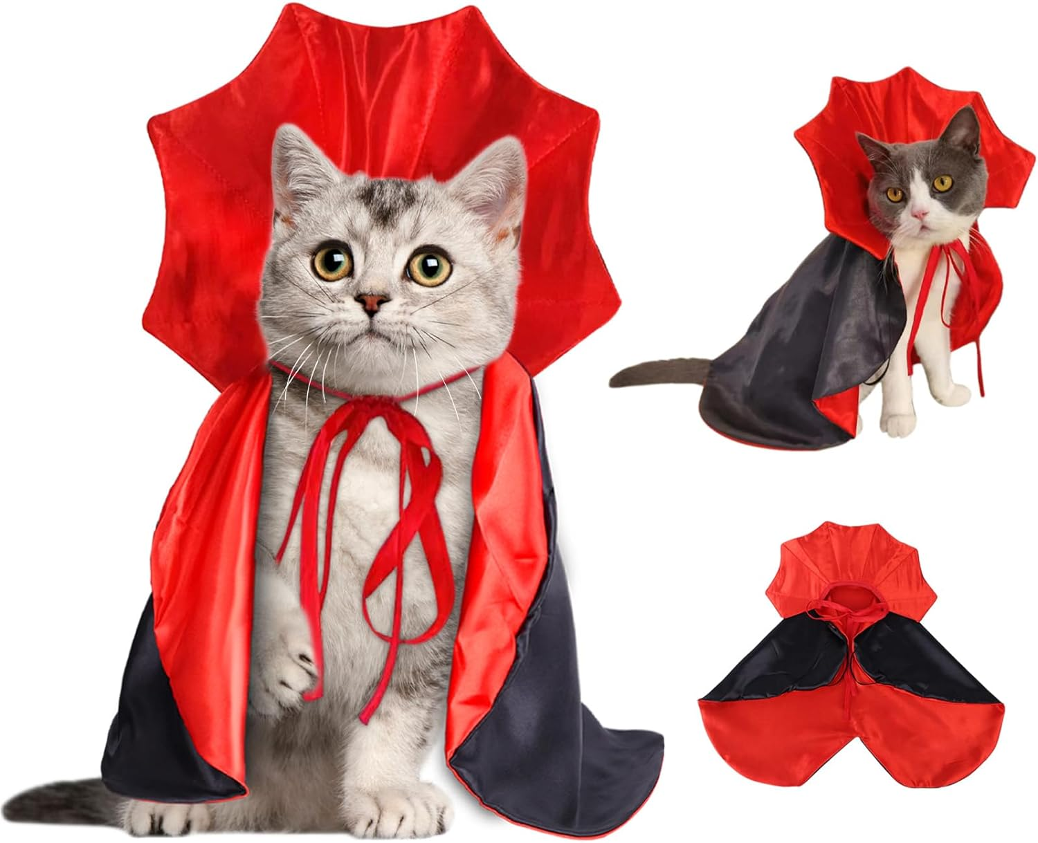 Halloween Pet Cape Costume - Vampire Cloak, Wizard Outfit, Witch Cosplay Apparel, Party Costumes for Small Medium Dogs and Cats - Pet Supplies Accessories