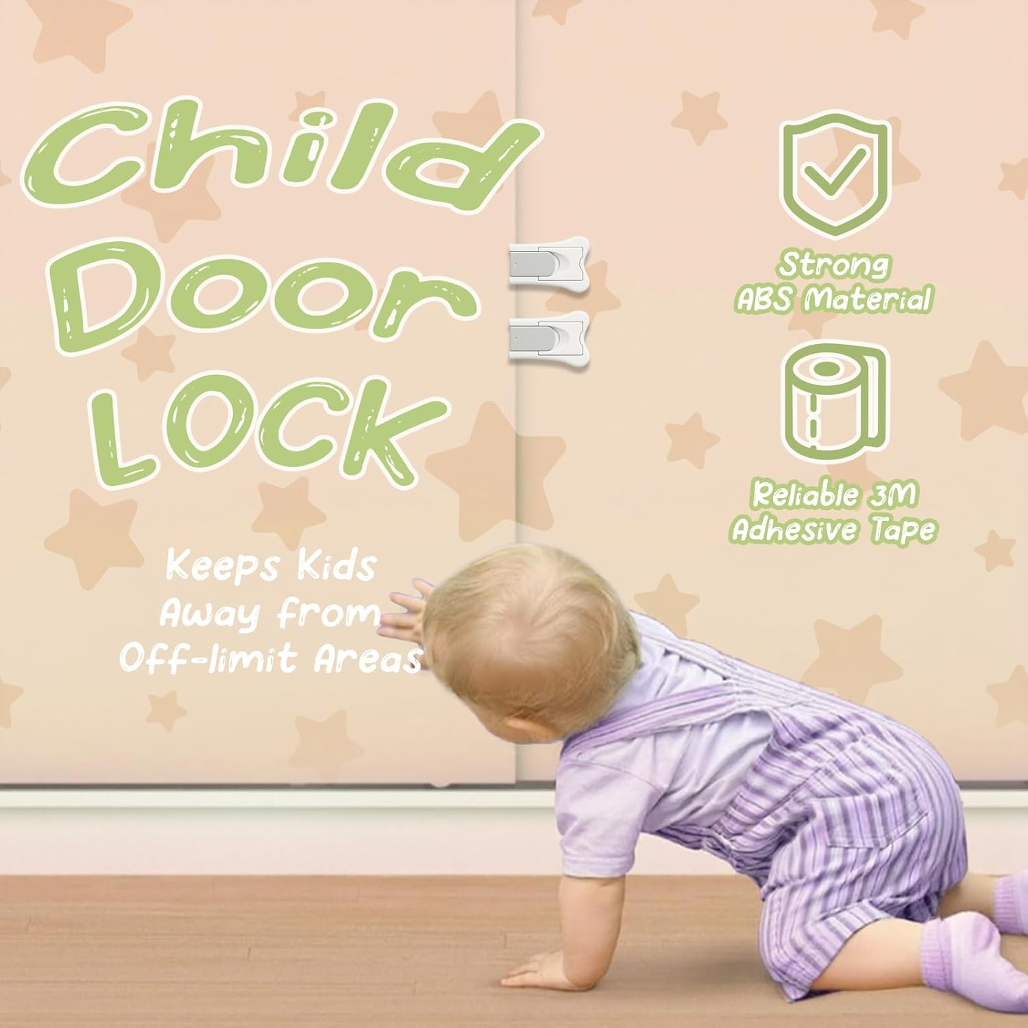 Sliding Door Lock - 8 Pack Child Safety Sliding Window Lock, Child Proof Locks for Doors, Closets & Cabinets, Childproof Your Home, Easy to Installation, Provides More Security,No Drill Needed image number 3