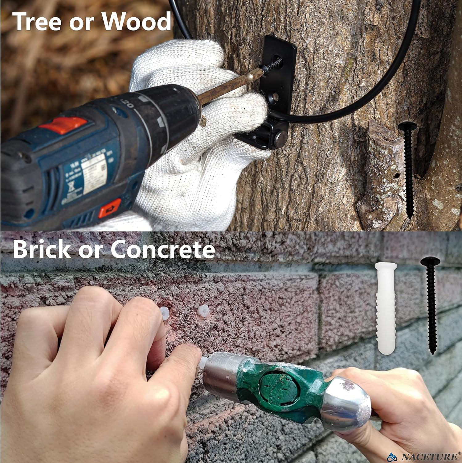 2 Pack 8 Inch Bird Feeders and Squirrel Feeder outside Hanging Tree Mounted &ndash;Bird Feeding Station Water Bowl for Wall Mounted, Bird Feeder Kit Stainless Steel Bowl for Outdoor Fence, Deck image number 5