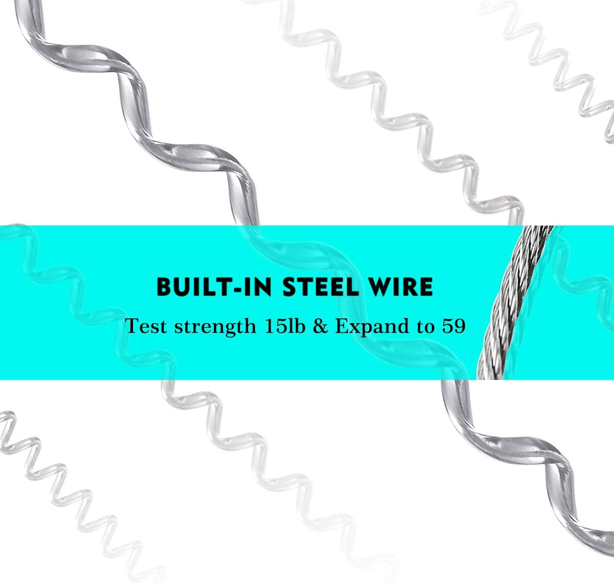 Hekodonk Flexible Anti-Lost Spring Coil Leash Cord Safety Ropes Retractable Lines Elastic Wrist Band with Stainless Steel Snap Hook Keychain Ring Carabiner,Silver image number 6