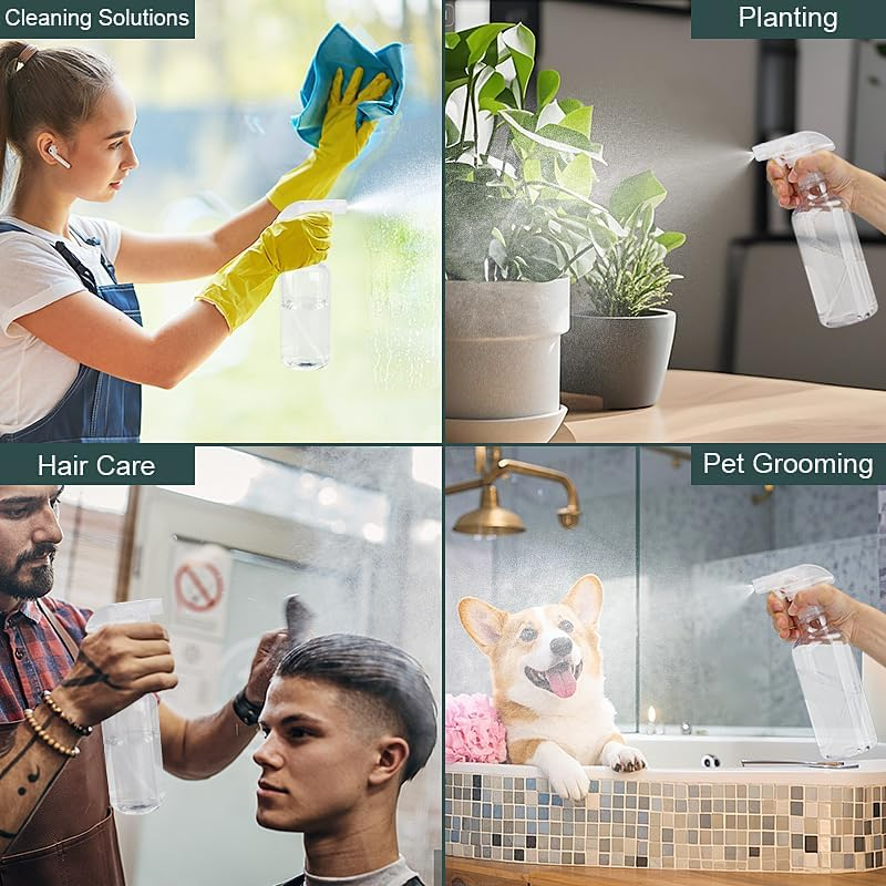 Hethyo Spray Bottles 16.9Oz Plastic Spray Bottle for Hair Mist/Stream Heavy Duty Empty Spray Bottles for Cleaning Solutions, Plants (16.9Oz-Clear) image number 6