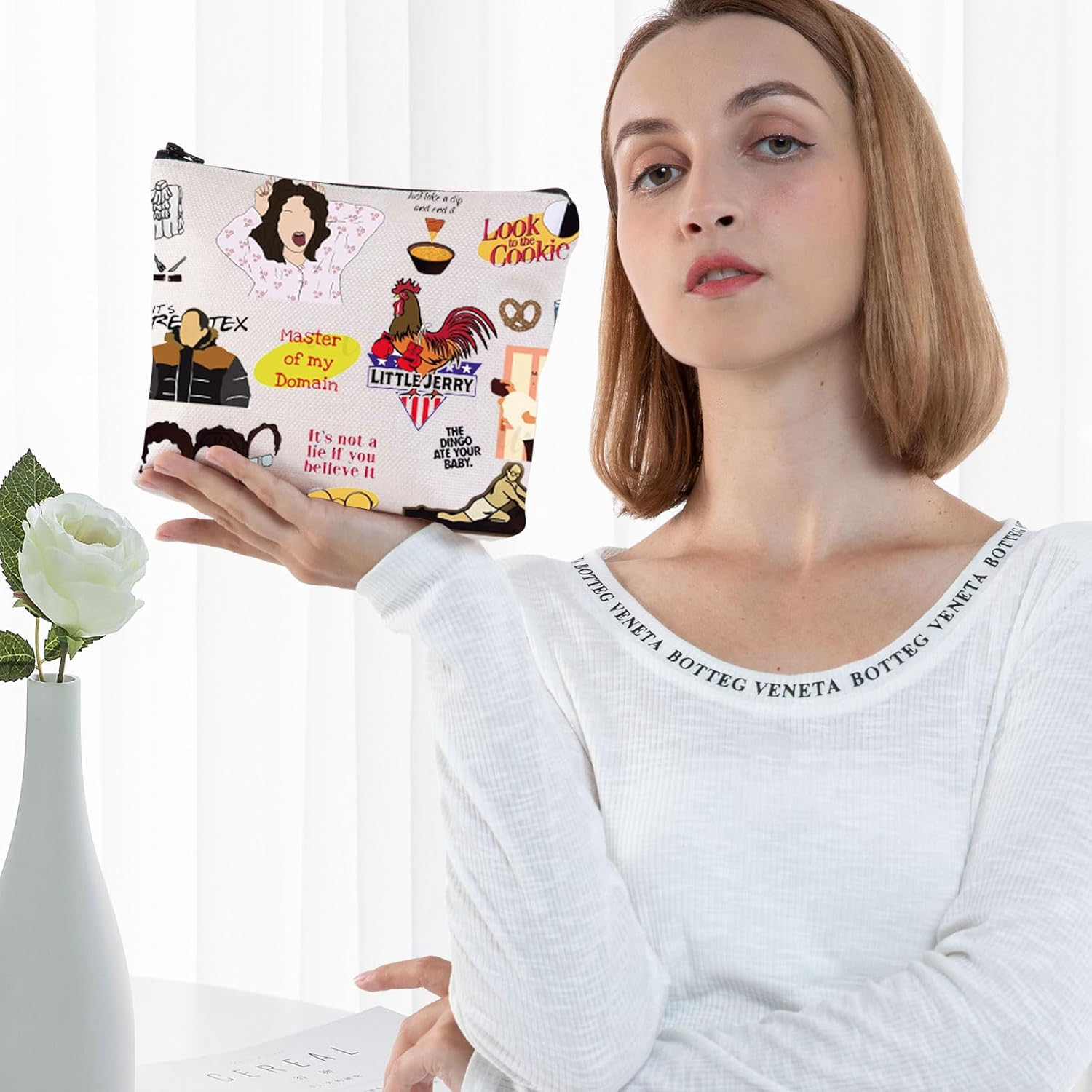 G2TUP Seinfeld 90'S Tv Show Make up Bag Kramer George Urban Chicken Funny Rooster Gift Seinfeld Fan Zippered Pouch, Chicken Makeup Bag, 无 image number 1