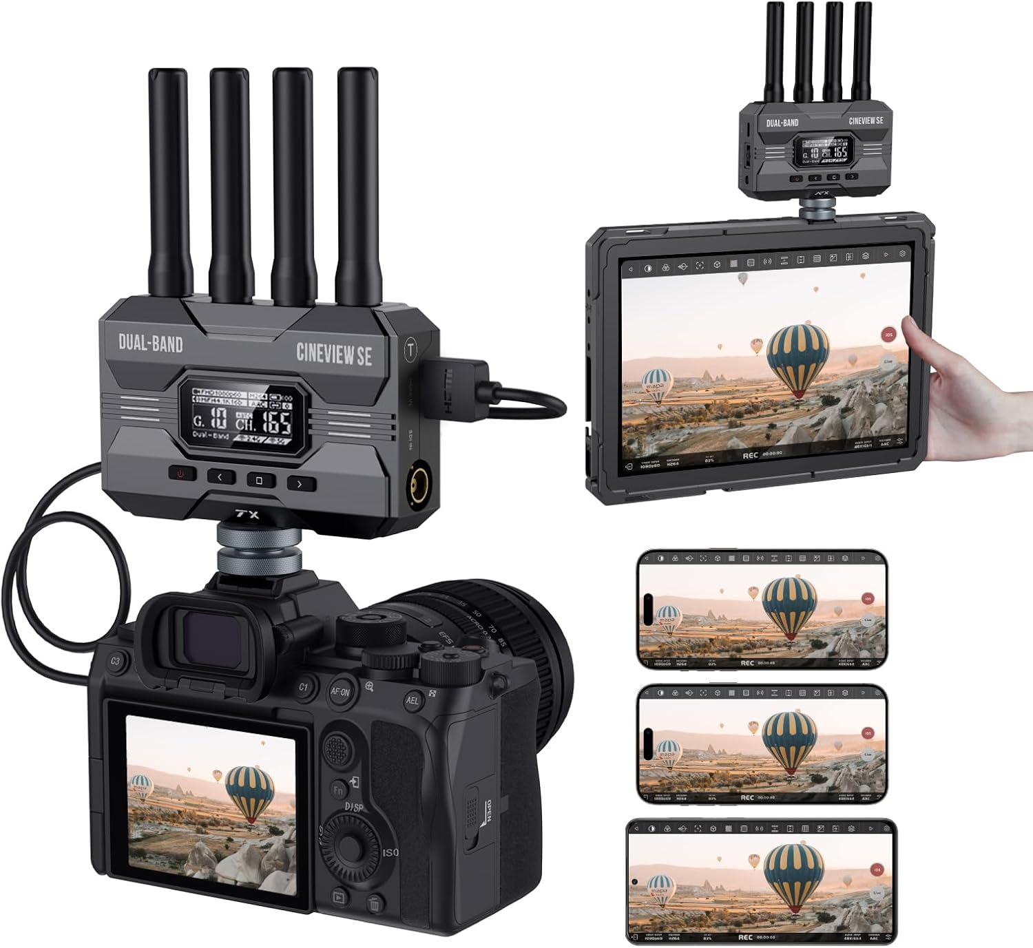 Accsoon Cineview SE Wireless Video Transmission, 2.4Ghz+5Ghz Dual-Band Technology Wireless HDMI Transmitter and Receiver, 1200Ft Range, 0.05S Delay and 1080P HD Video, HDMI and SDI, Support 4 Devices image number 3
