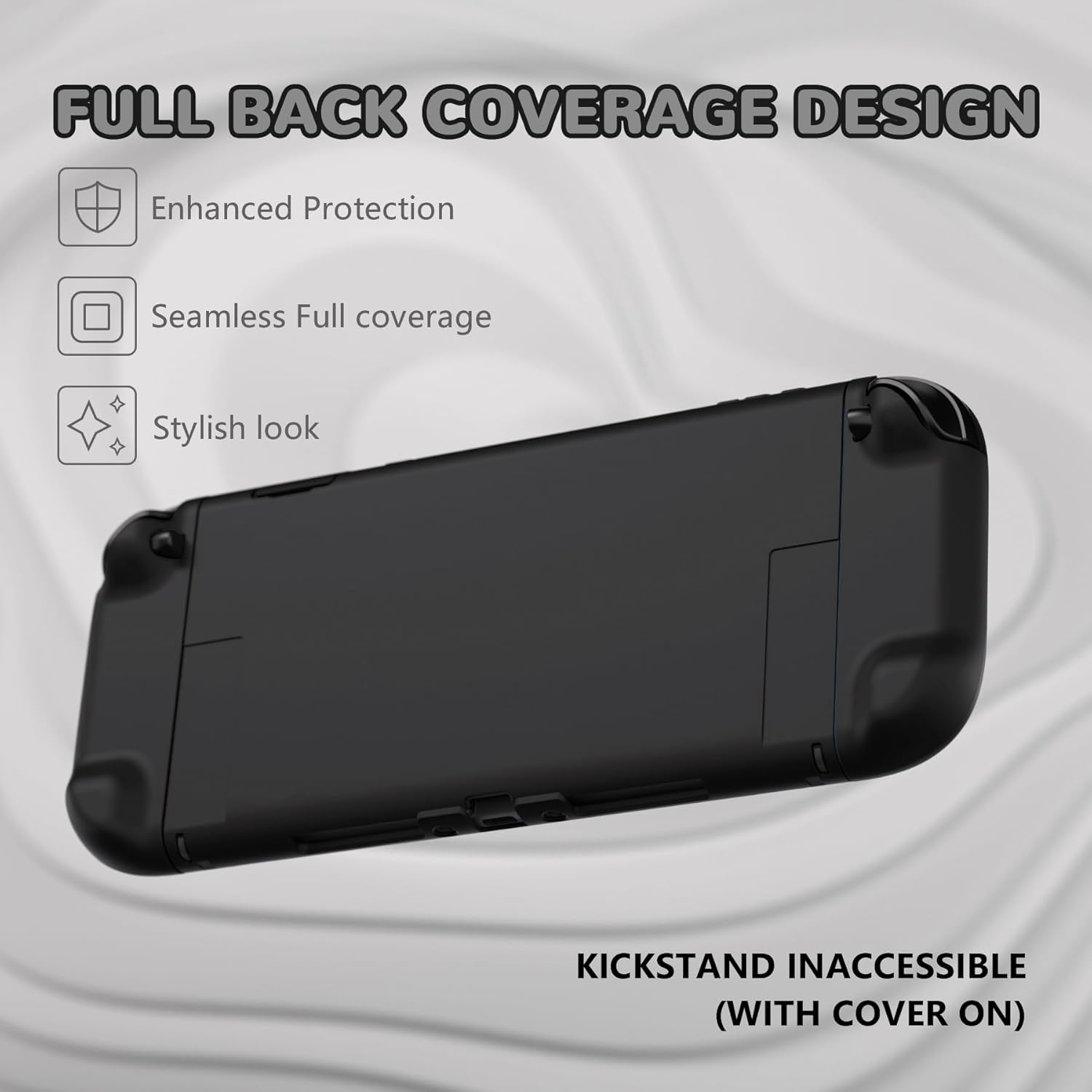 Playvital Solid Color Series Protective Case for Nintendo Switch 2, Anti-Scratches Hard Shell Dockable Grip Cover with Extra Foldable Stand & Thumb Grips for Nintendo Switch 2 - Black