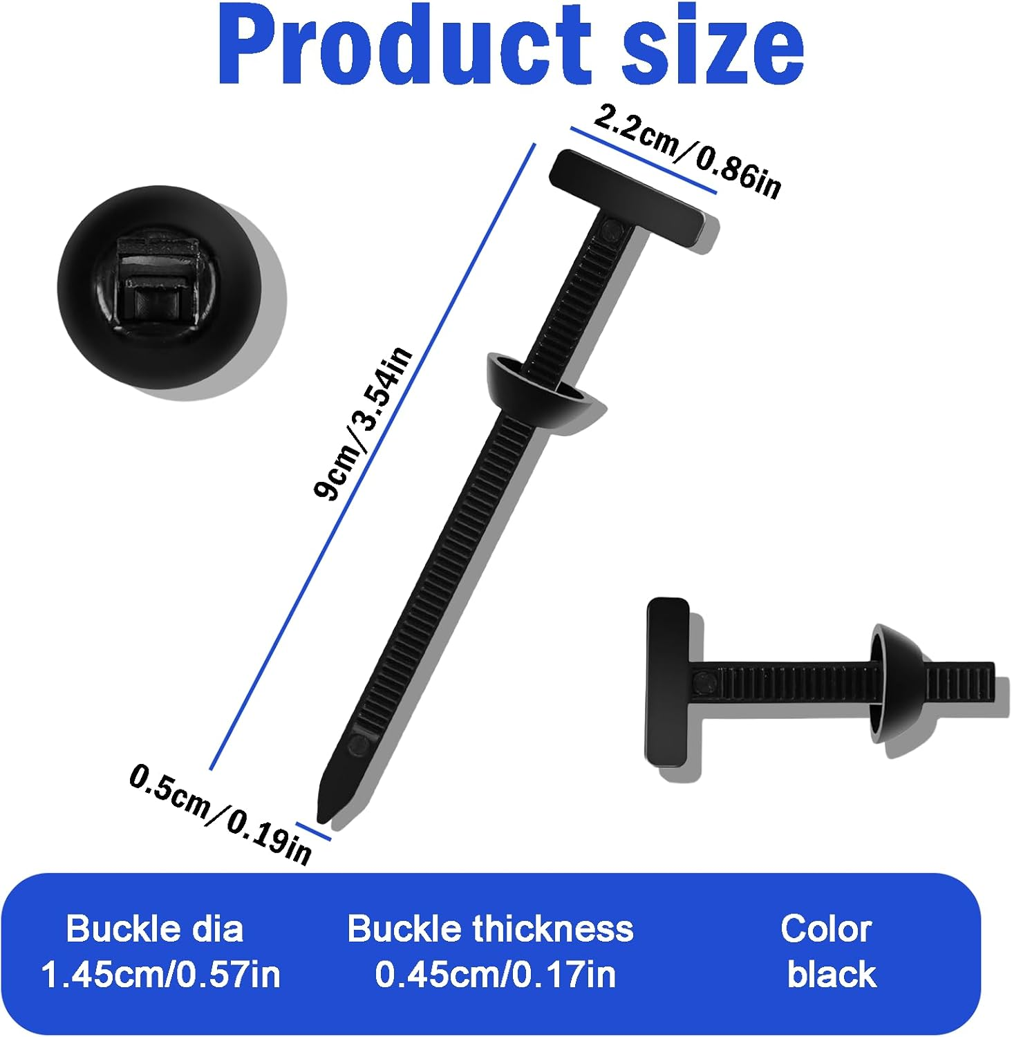 Rylaxzon Cable Tie Buckle, Heavy Duty Self-Locking Nylon Zip Ties, Automobile Parts Fixing Tool, High Heat & Durable (50 PCS)