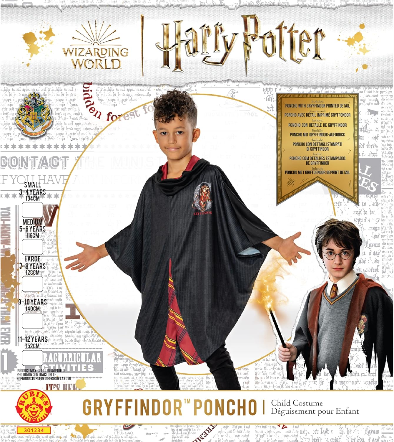 Rubies Official Harry Potter Gryffindor Child Poncho, Kids Fancy Dress