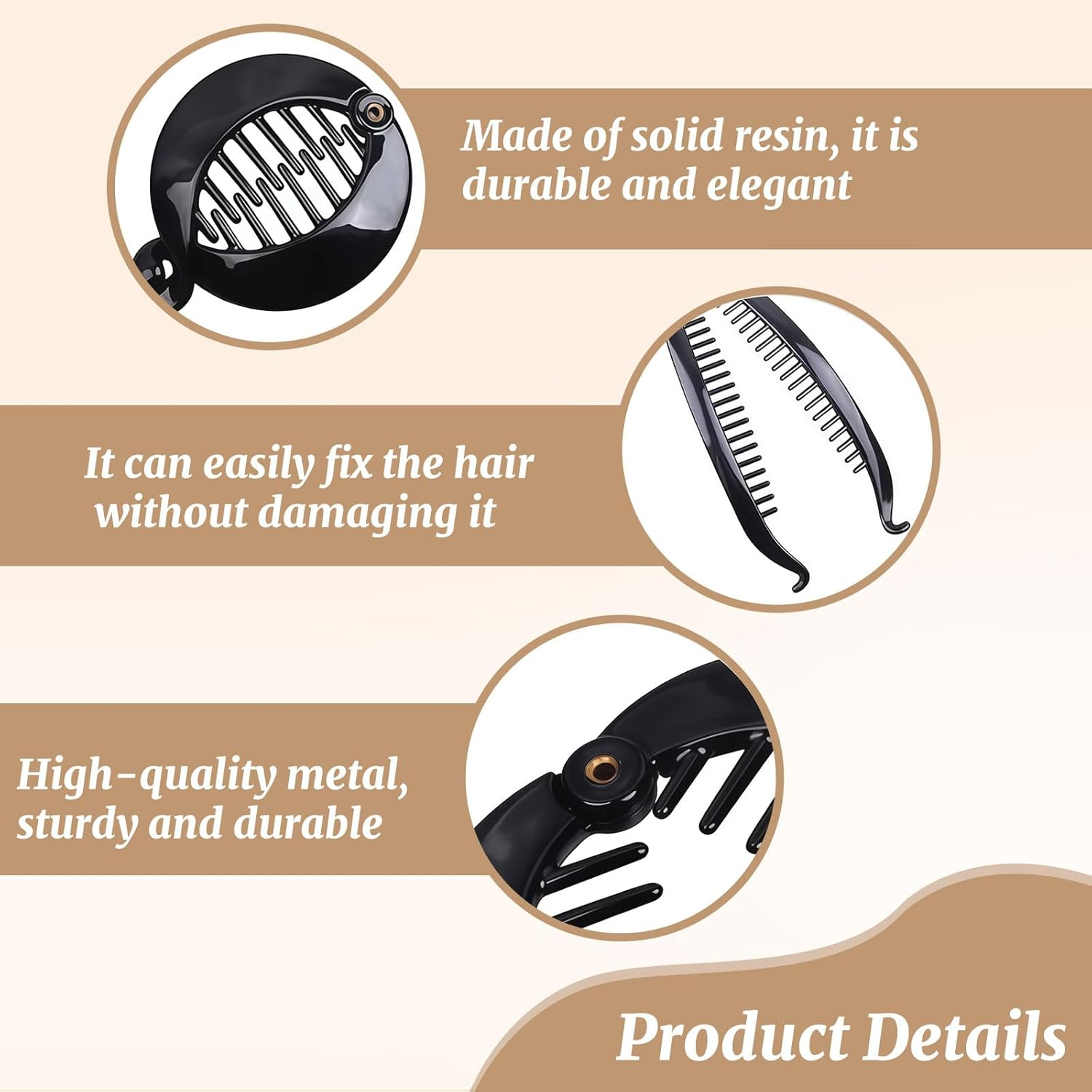 Xanthelle Banana Clip, Pack of 6 Classic Banana Clip Hair, Vintage Banana Hair Clip for Women, Hair Clip, Banana Non-Slip, Ponytail Holder image number 5