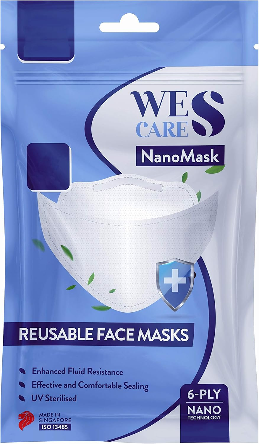 [5Pcs] Wes Care Nanomask Reusable | Made in Singapore | UV Clean, Soft & Comfortable, Easy to Breathe, Convenient Pack | Ships from Australia image number 4