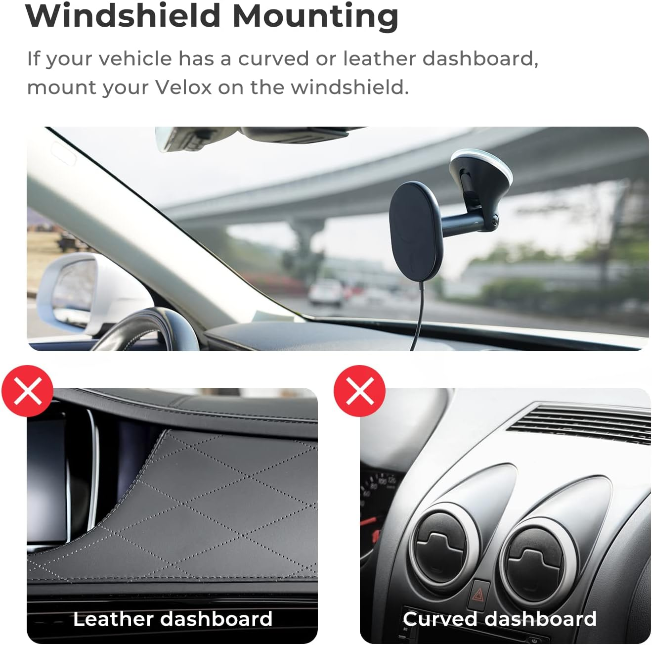 Iottie Velox Magnetic Wireless Charging Car Mount Windshield & Dashboard Car Phone Holder Mount. Magsafe Compatible for Iphone 12, Iphone 13, Iphone 12/13 Mini, Pro, Pro Max, Midnight Blue