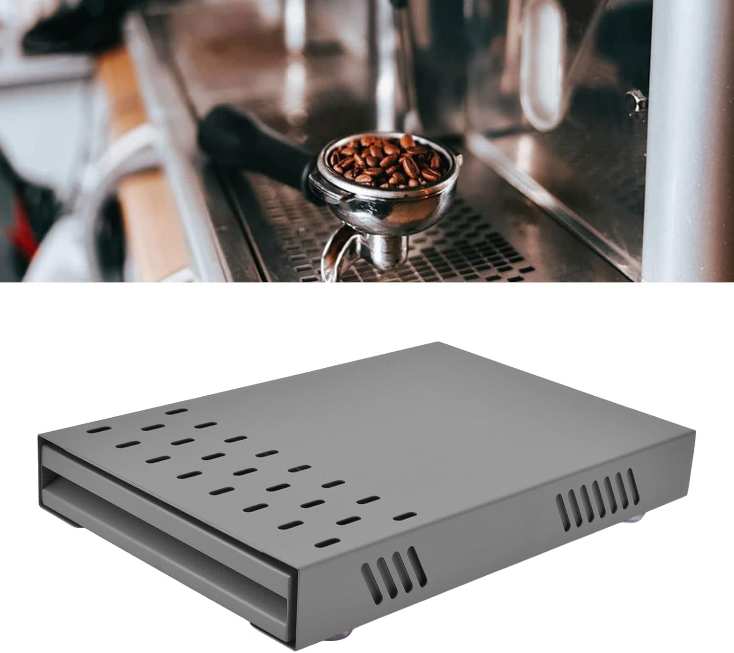 Omabeta Coffee Knock Drawer Stainless Steel Coffee Knock Box for Espresso Grounds with Removable Design anti Slip Feet Rubber Rod Universal for Cafe Home Office (Milk Tea Color) image number 2