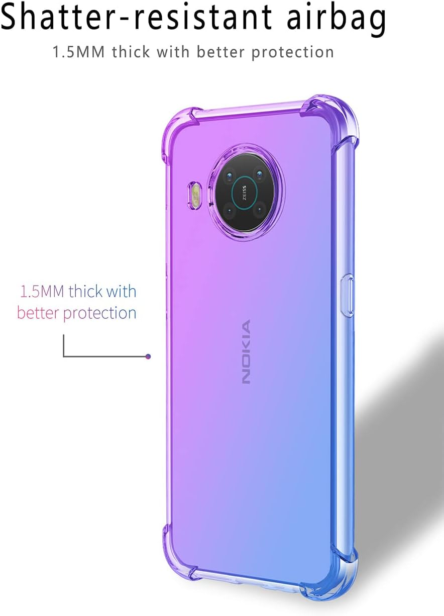SEAHAI Case for Nokia X10 / X20, Colour Gradient Ultra Thin TPU Mobile Phone Cover, Colourful Transparent Soft Silicone Bumper Shockproof Protective Case, Purple/Blue