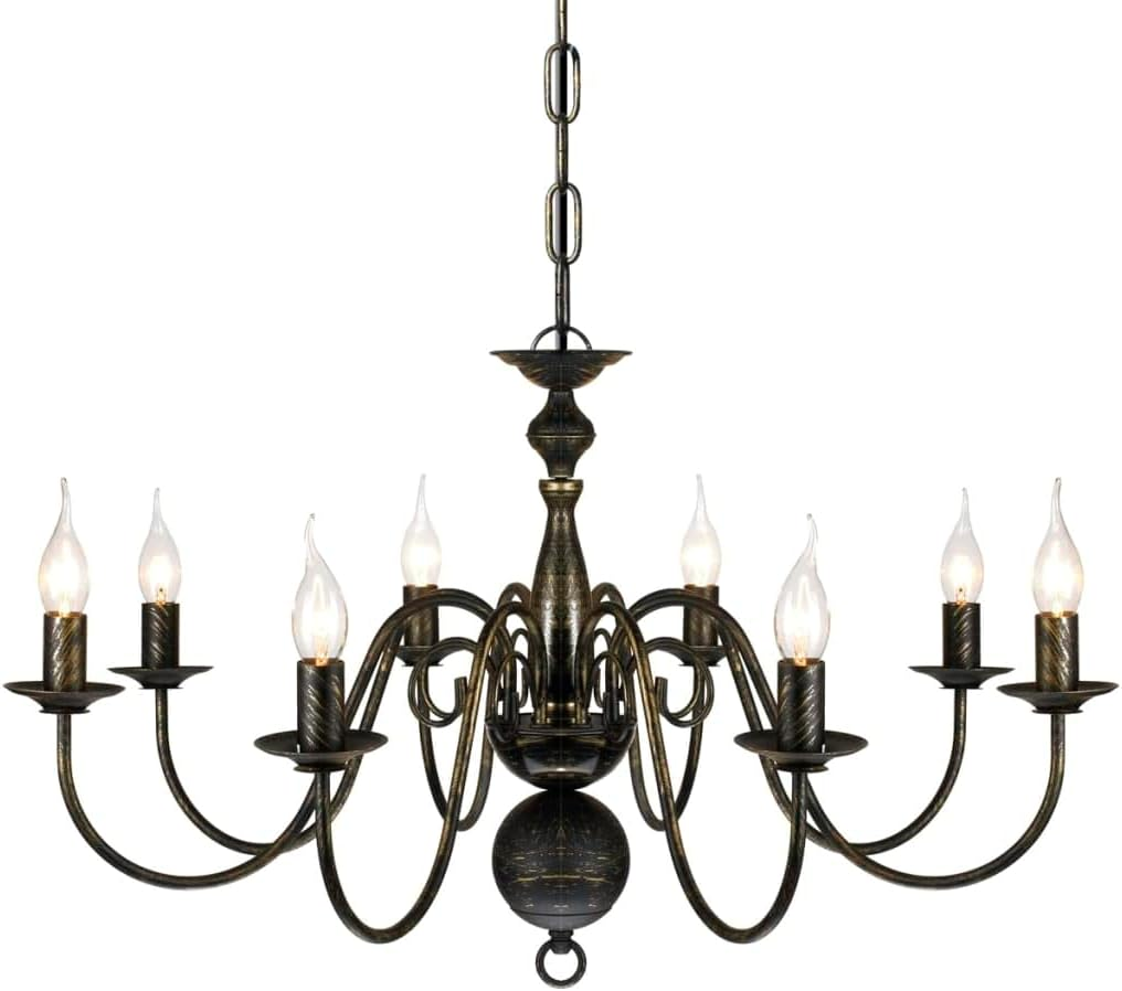 Antique Black Metal Chandelier 8 X E14 Bulbs Elegant Lighting Home Decor