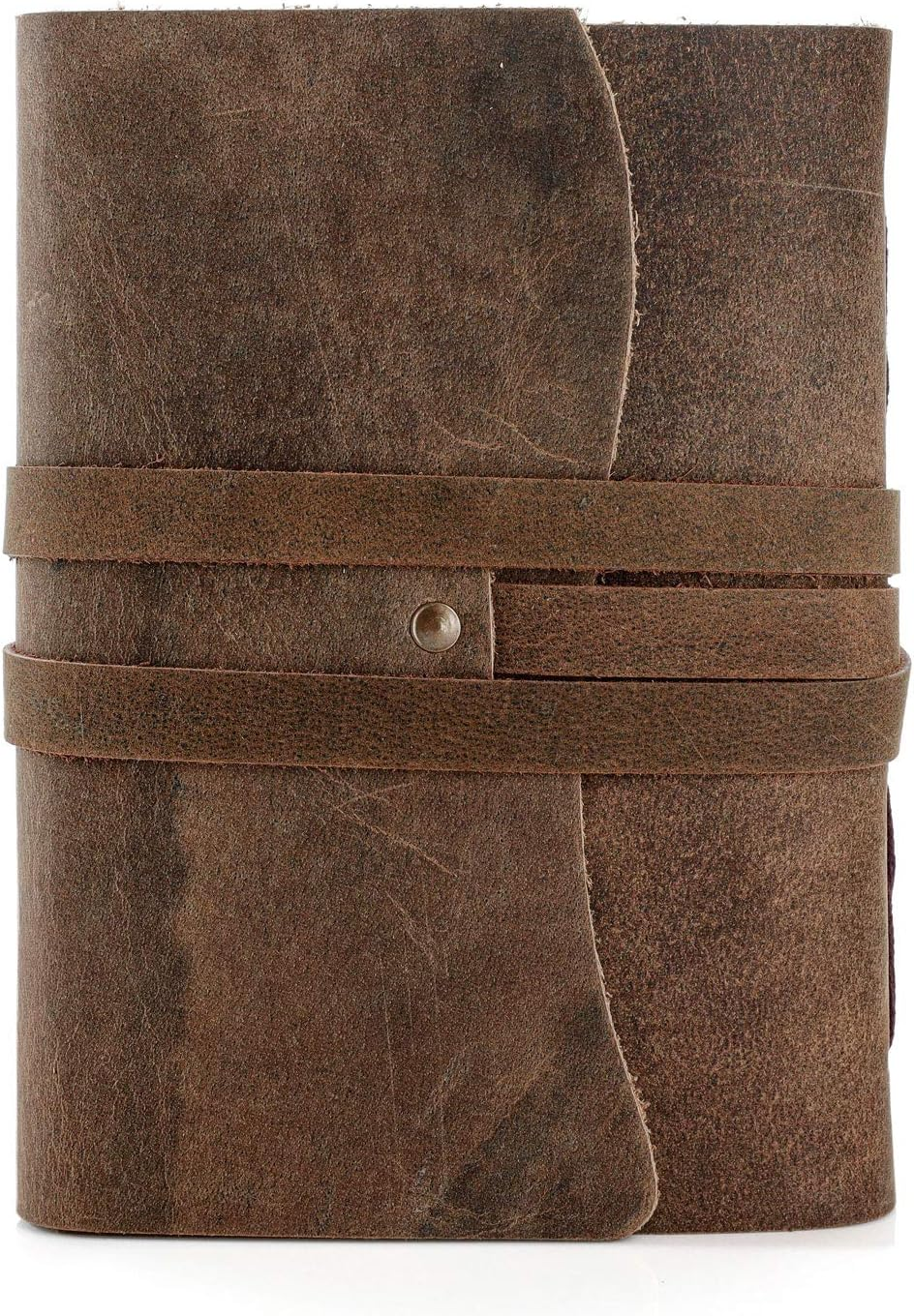 Komalc Handmade Leather Journal/Writing Notebook Diary/Bound Daily Notepad for Men & Women Unlined Paper Medium, Writing Pad for Artist, Sketch 7 X 5 Plain Black