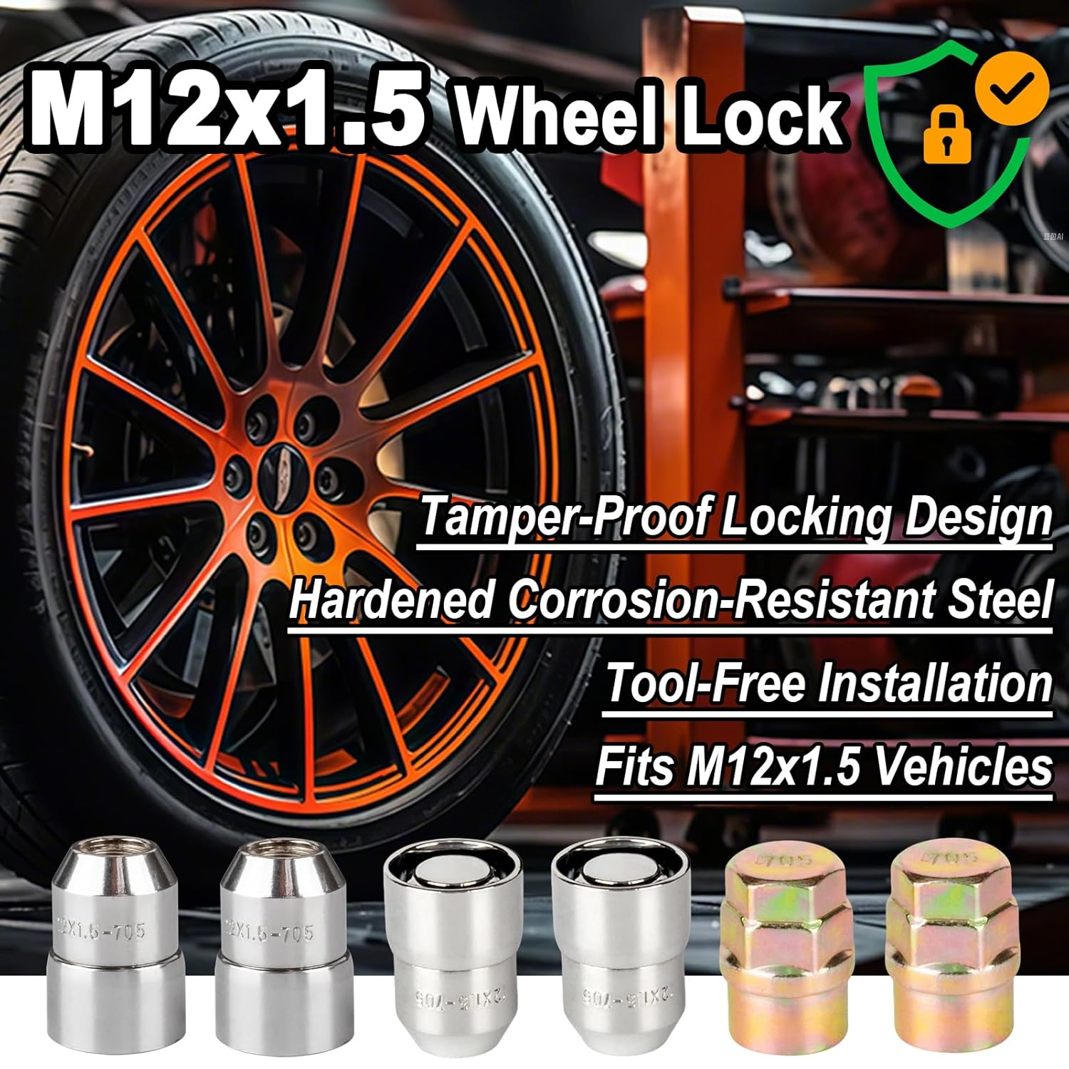 4Pcs M12X1.5 Wheel Nut Lug Alloy Steel anti Theft Security Lock Universal for Car image number 4