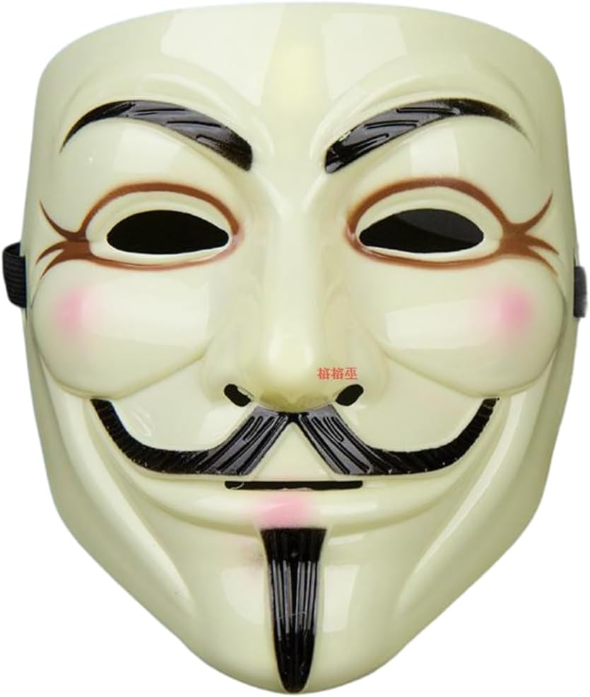 Costume Bay the Mysterious Mustache Man V Mask for Movie Theatrical Performances, Cosplay, Costume Parties, Halloween Celebrations, Book Week, and Events (V Mask - Yellow, ONE)