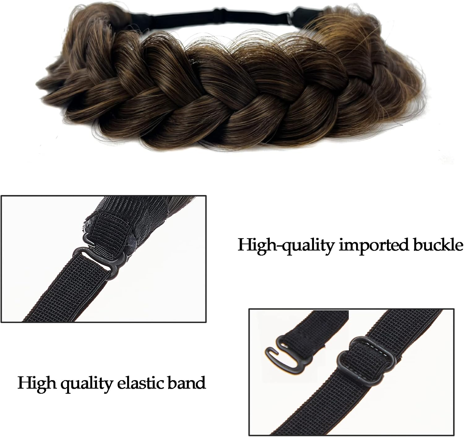 STHEJFB Braided Headband, 2 Strands Messy Classic Chunky Braided Elastic Elastic High Quality Synthetic Braided Headband Women Girls Bohemian Style 65G image number 2