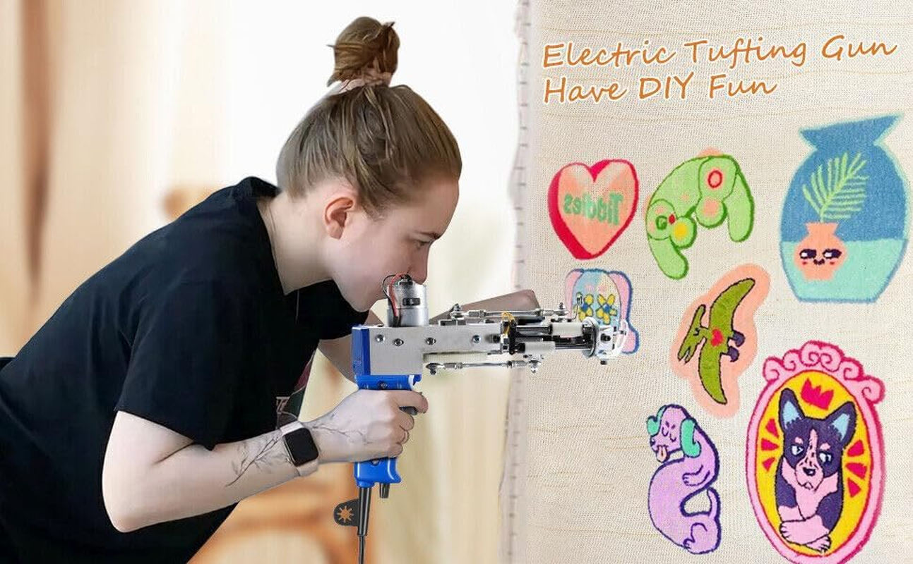 Electric 2IN1 Carpet Tufting Gun, 7-18 Mm Adjustable Cut Loop Pile Weaving Flocking Machine and 100-240V Rug Tufting Gun(Au Plug) image number 2