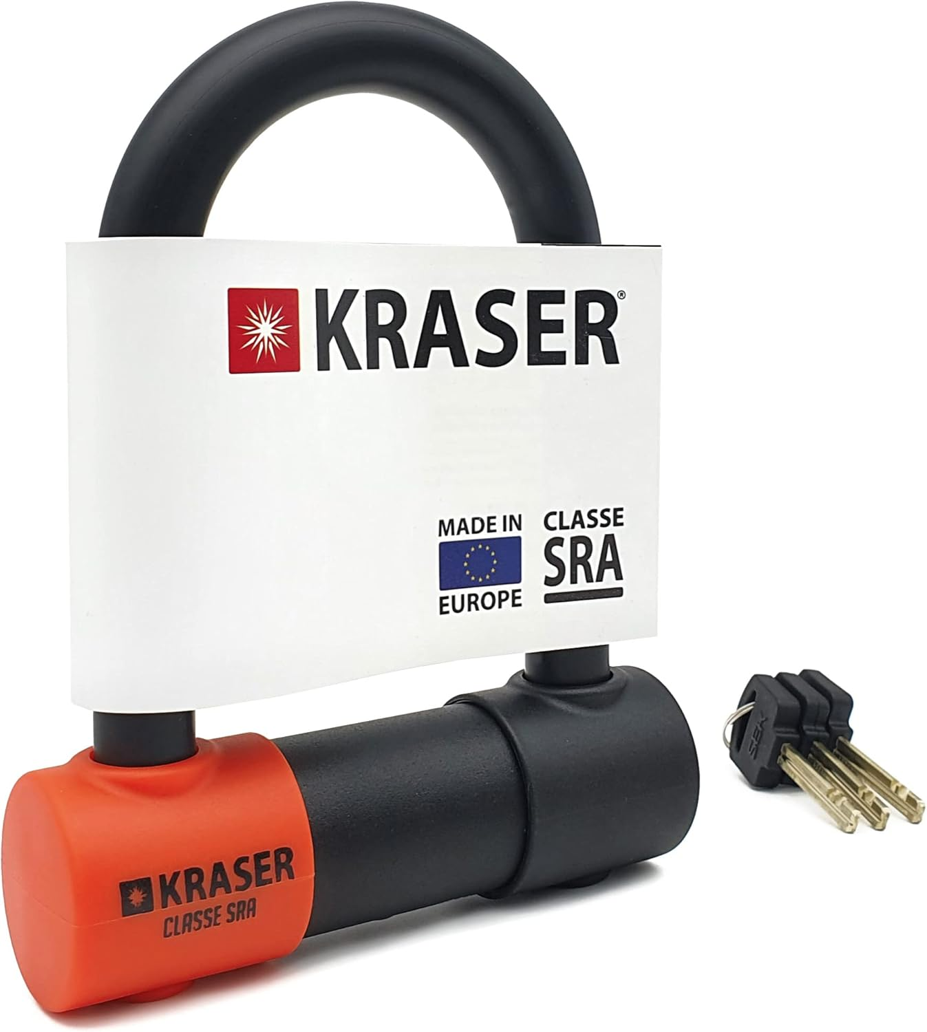 KRASER KR85S Robust U Lock, SRA Approved, High Security Tested, 85X120Mm/3.34X4.72In &Oslash;18Mm/0.7In Double Locking Shackle, Anti-Pick Lock, anti Theft U Lock for Motorcycle, Scooter, Electric Bike image number 5