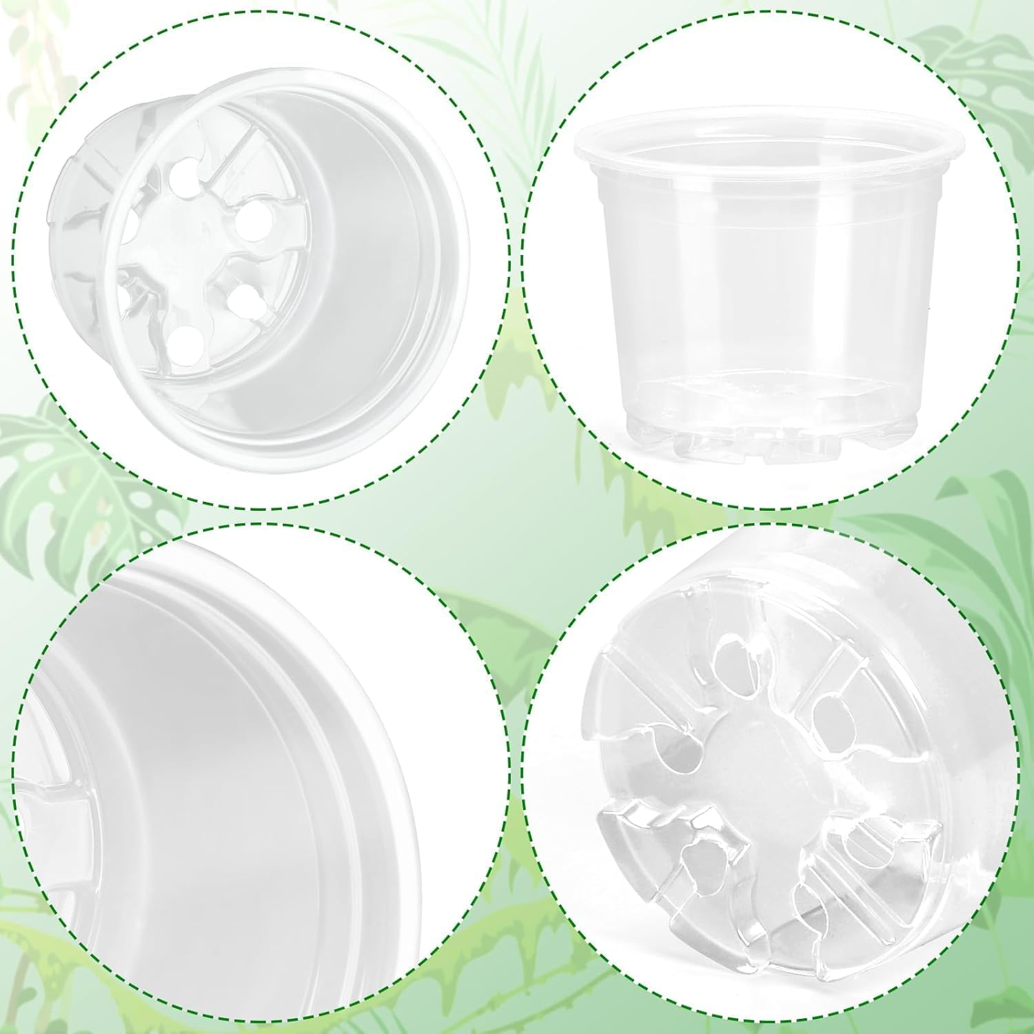 Plant Pot, Plastic Pot, Clear Nursery Planter 8.89 Cm, 20 Pack, Drainage Holes for Seed Starting and Repotting, Transparent for Root Observation, Compatible with Small to Medium Plants, Herbs,-Crfy image number 4