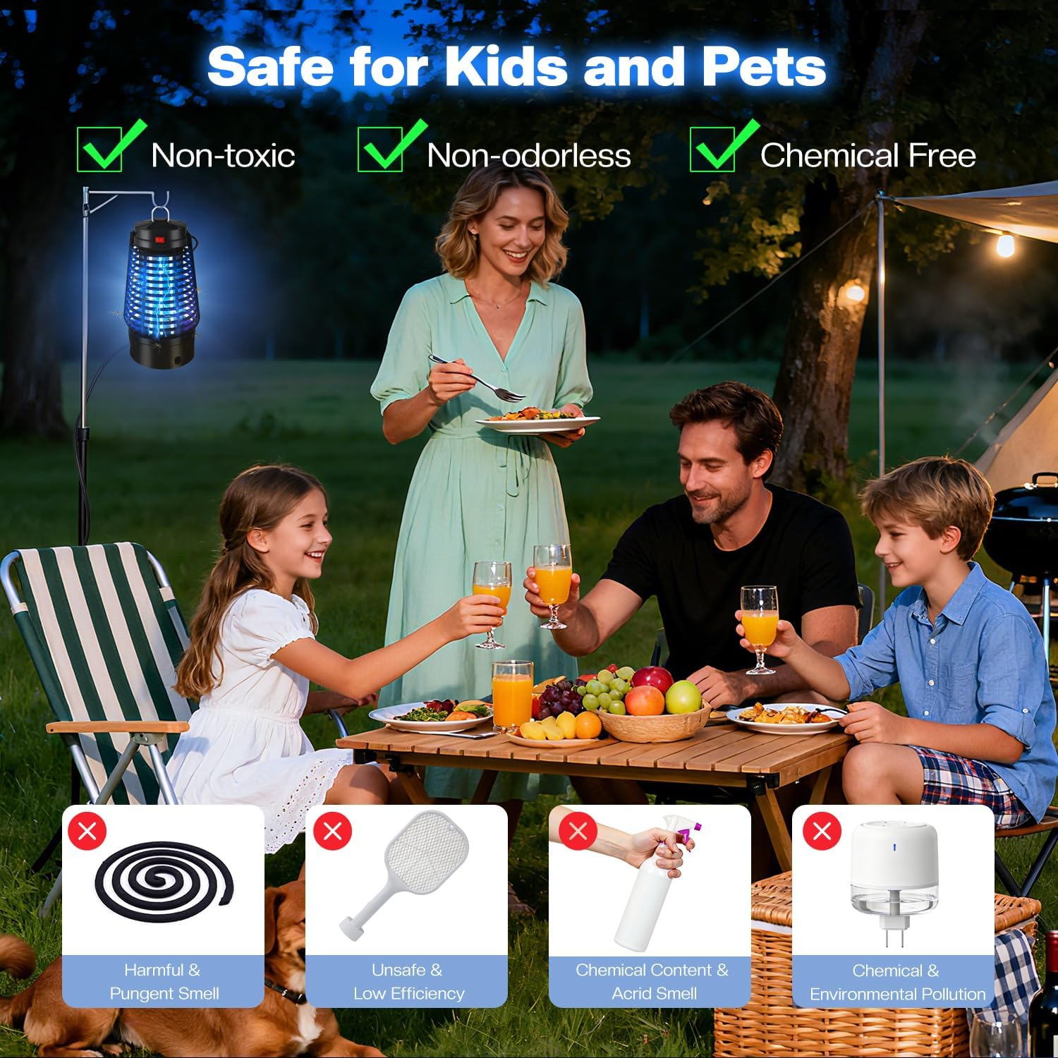 Necomi Bug Zapper Outdoor, 12W Electric Mosquito Killer Lamp with Sticky Boards, Electric Insect Trap & Insect Catcher, Powerful Bug Zapper Light for Home, Indoor, Outdoor, Yard (Black) image number 1