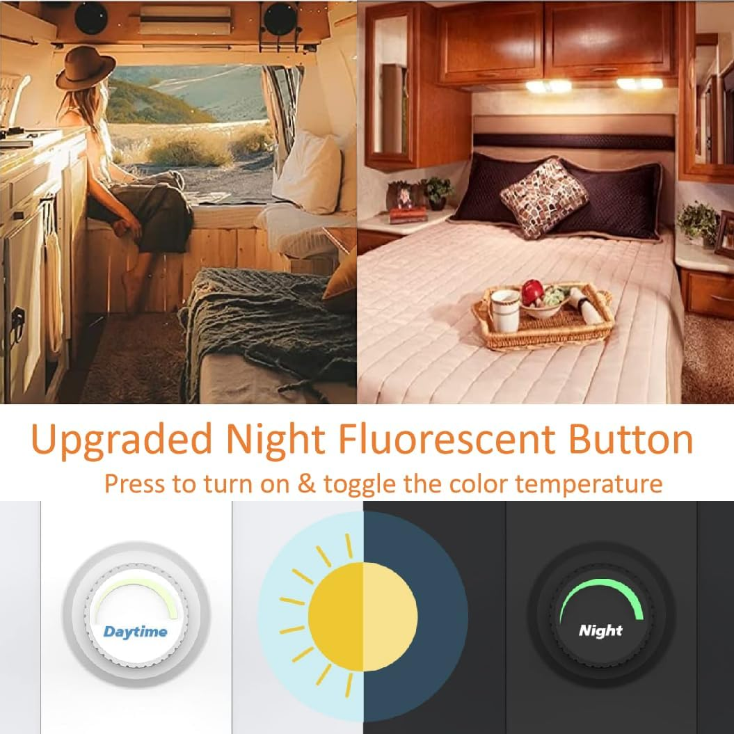 12V/24V RV Boat Ceiling Light 3 Color Temp with Stepless Dimming Super Bright LED Ceiling Dome Light Panel Light for Caravan Camper Travel Trailer Motorhome Sailboat Yacht(1 Pack) image number 5