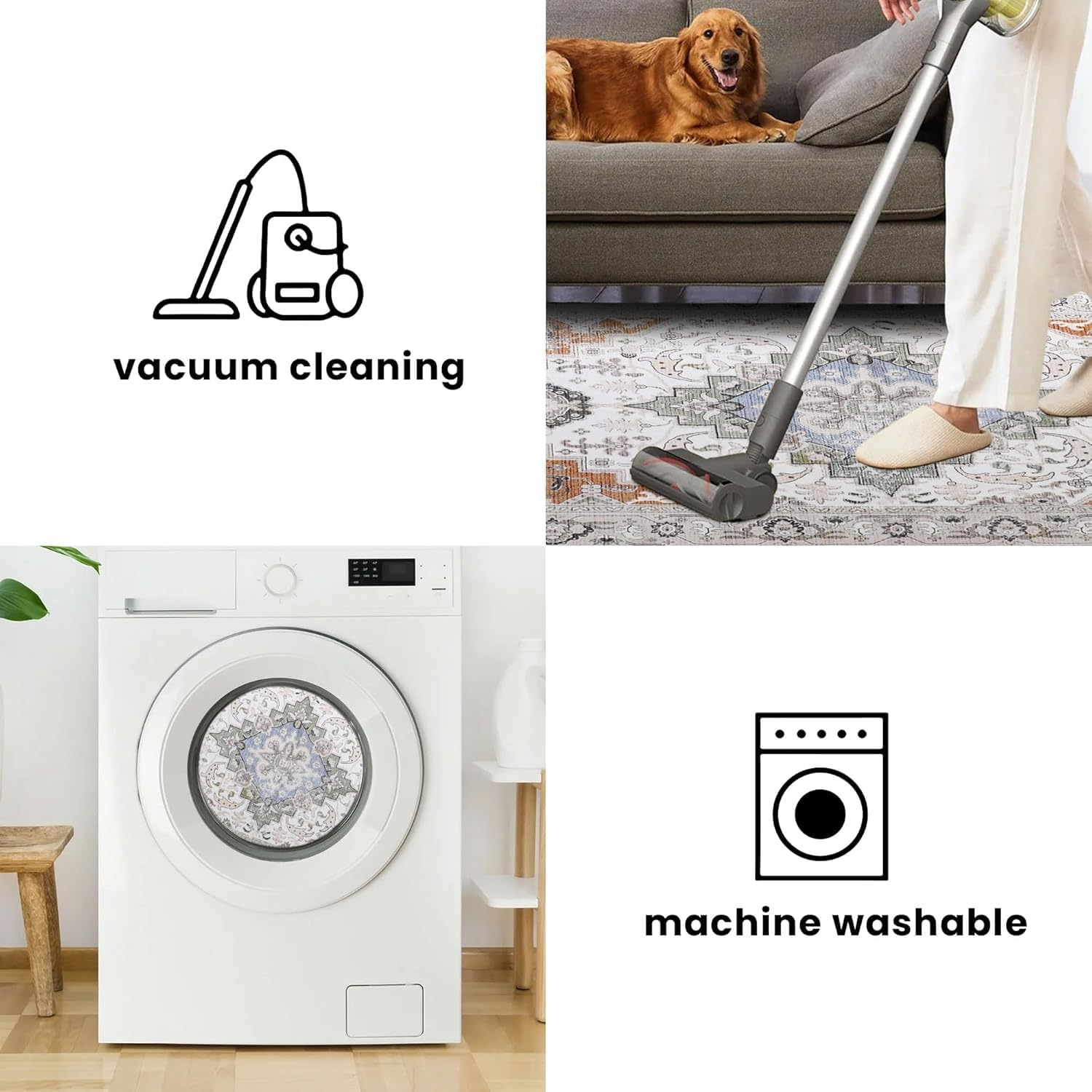 Forubar Boho Area Rugs for Living Room, Washable Persian Rug, Non-Slip Vintage Carpet for Bedroom, Indoor Floor Mat Modern Soft Abstract Rugs (Sytle 4, 160 X 230 Cm) image number 4