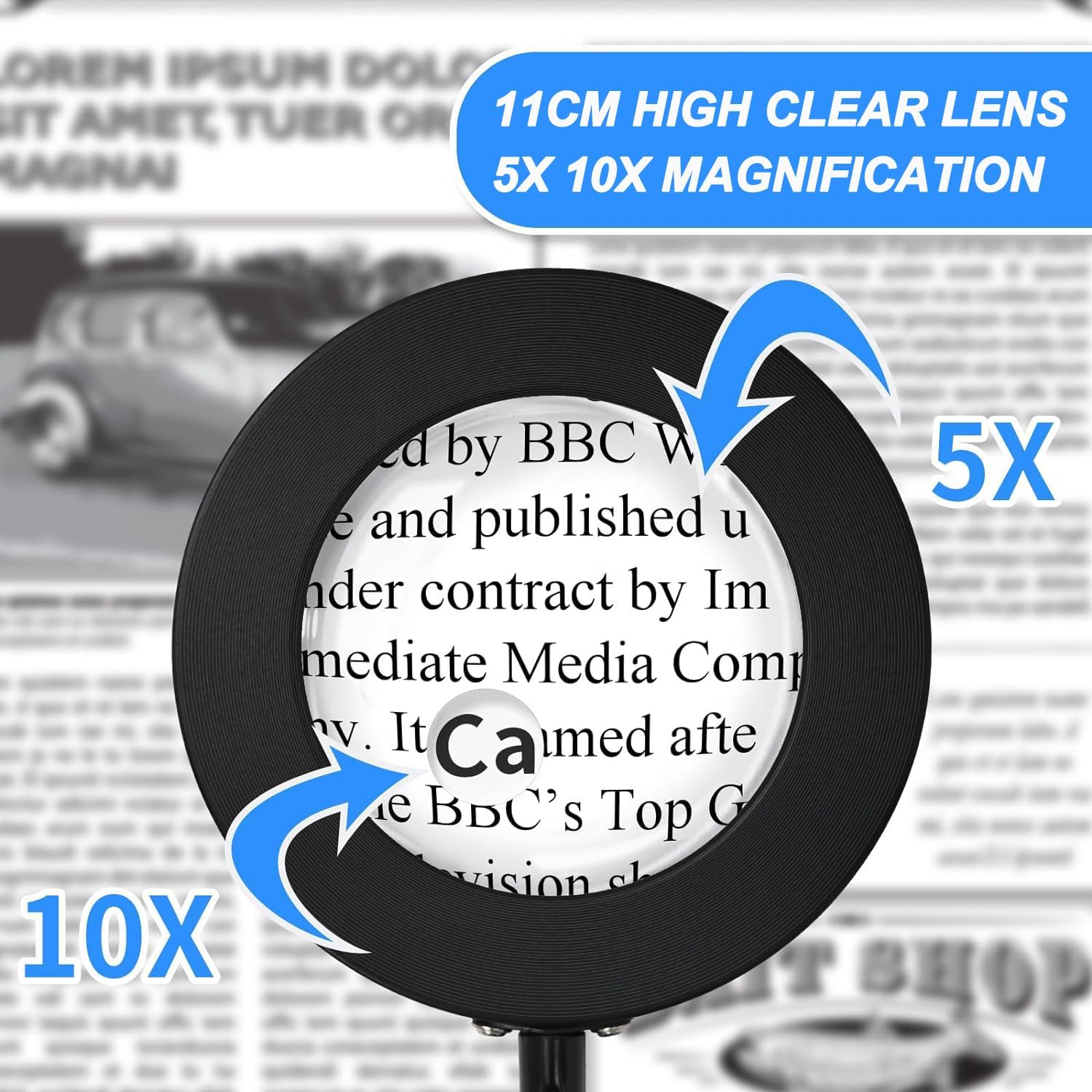 Magnifying Floor Lamp, 5X 10X Magnifying Glass with Light with 3 Color Modes and Dimmable Adjustable Brightness, 72 LED Gooseneck Standing Magnifying Glasses Lamp for Repair, Reading, Crafts image number 2