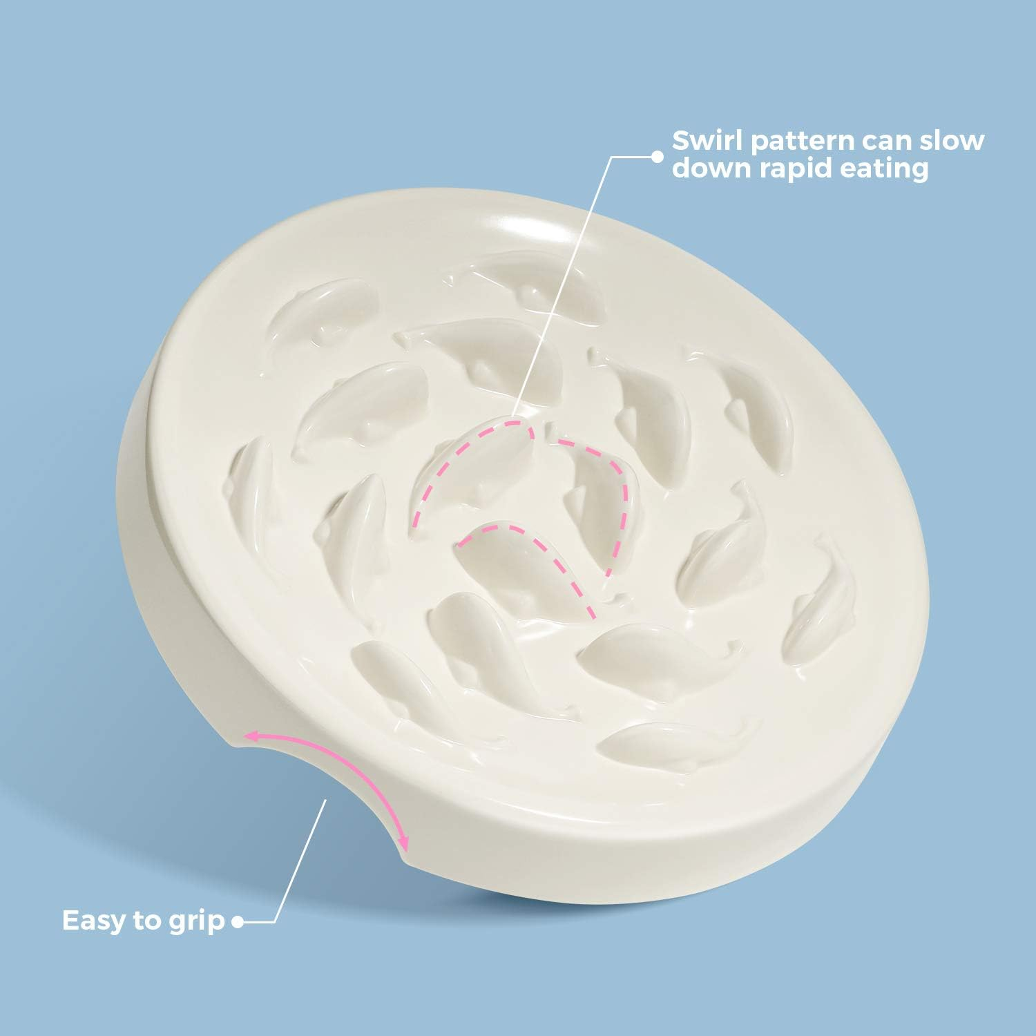 Slow Feeder Bowl for Cats and Small Dogs,Cilkus Fish Pool Design, Fun Interactive Bloat Stop Puzzle Feeder Bowl Healthy Eating Diet Made of Melamine Food Grade Material Dishwasher Safe (Green) image number 6