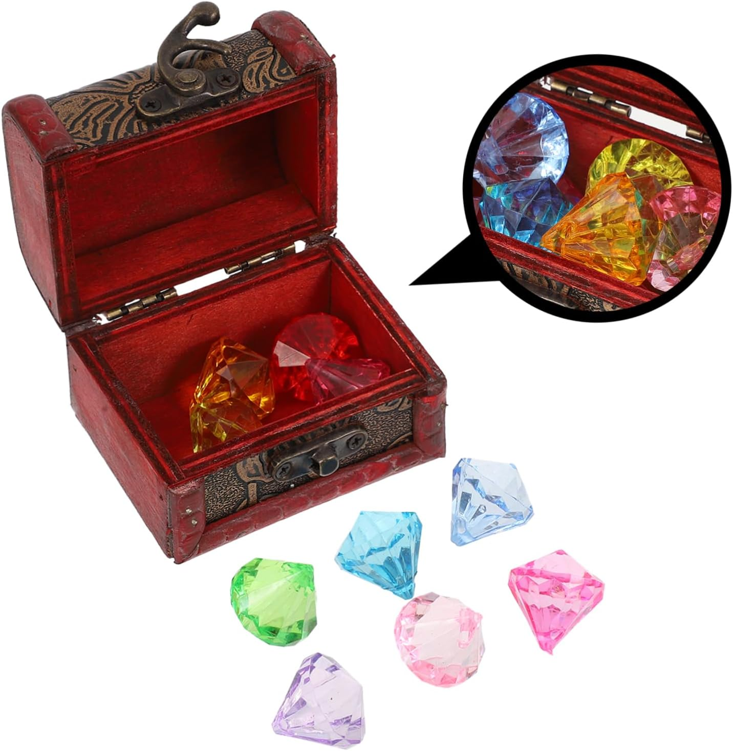 Hohopeti 1Set Pirate Treasure Chest with Gemstones Acrylic Keepsake Box for Treasure Hunts Party Decorations and Stage Props Design for Imagination