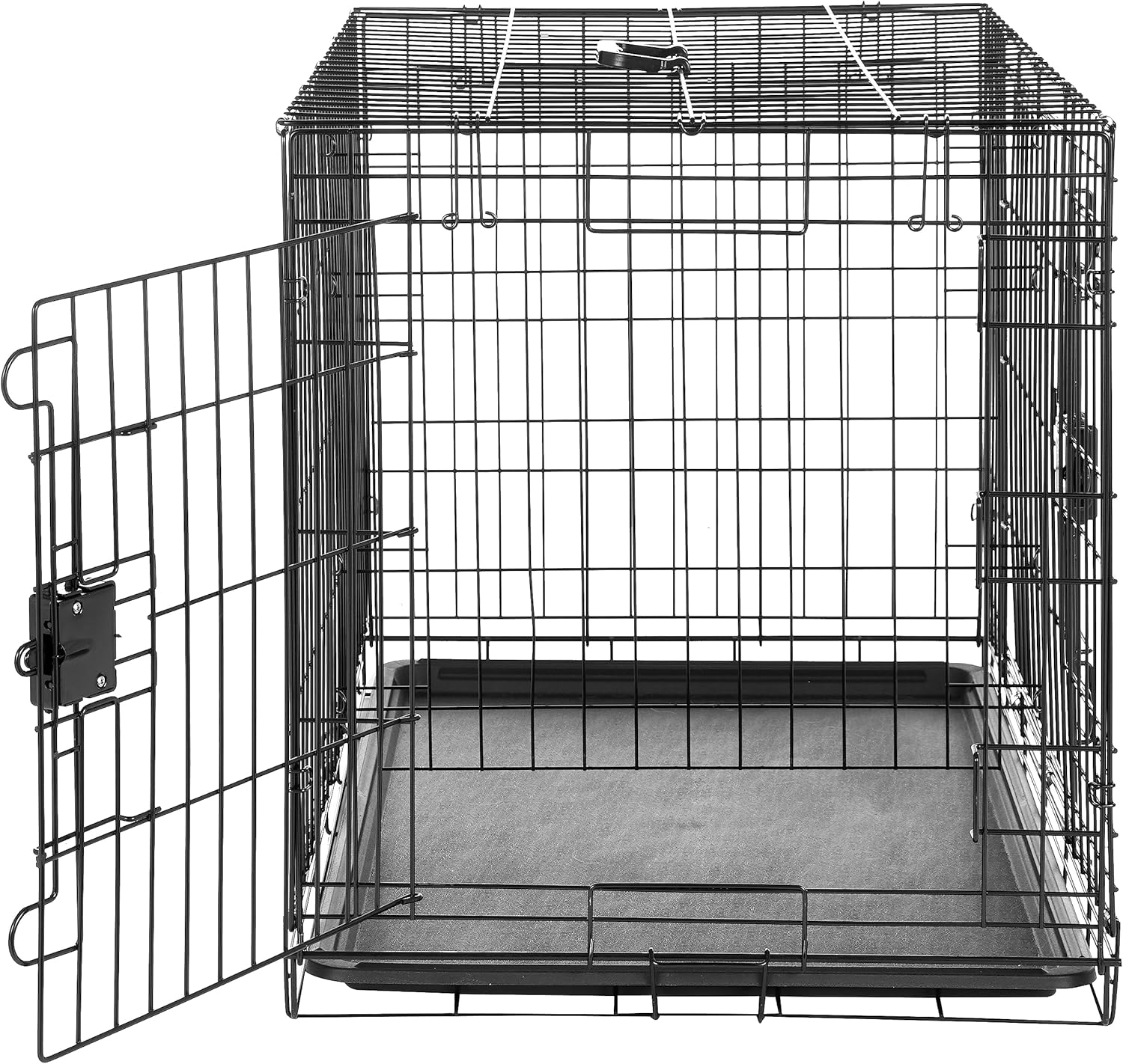 Amazon Basics Foldable Metal Wire Dog Crate with Tray, Double Door, 91Cm Length, Black image number 3