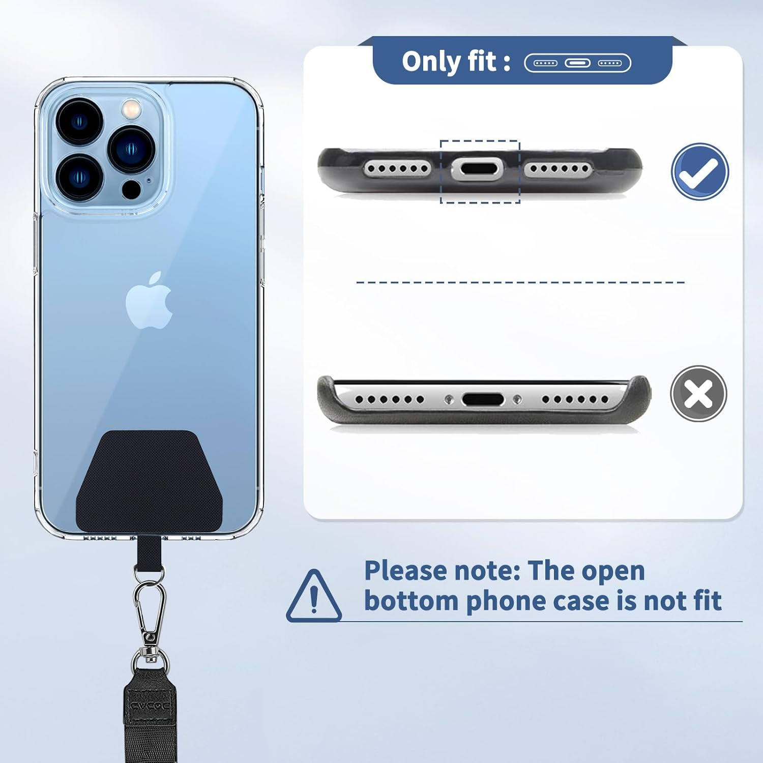 CACOE Universal Mobile Phone Lanyard, 2 Pcs Adjustable Collar Lanyard and Durable Patches, Mobile Phone Neck Strap Compatible with Most Smartphones image number 4