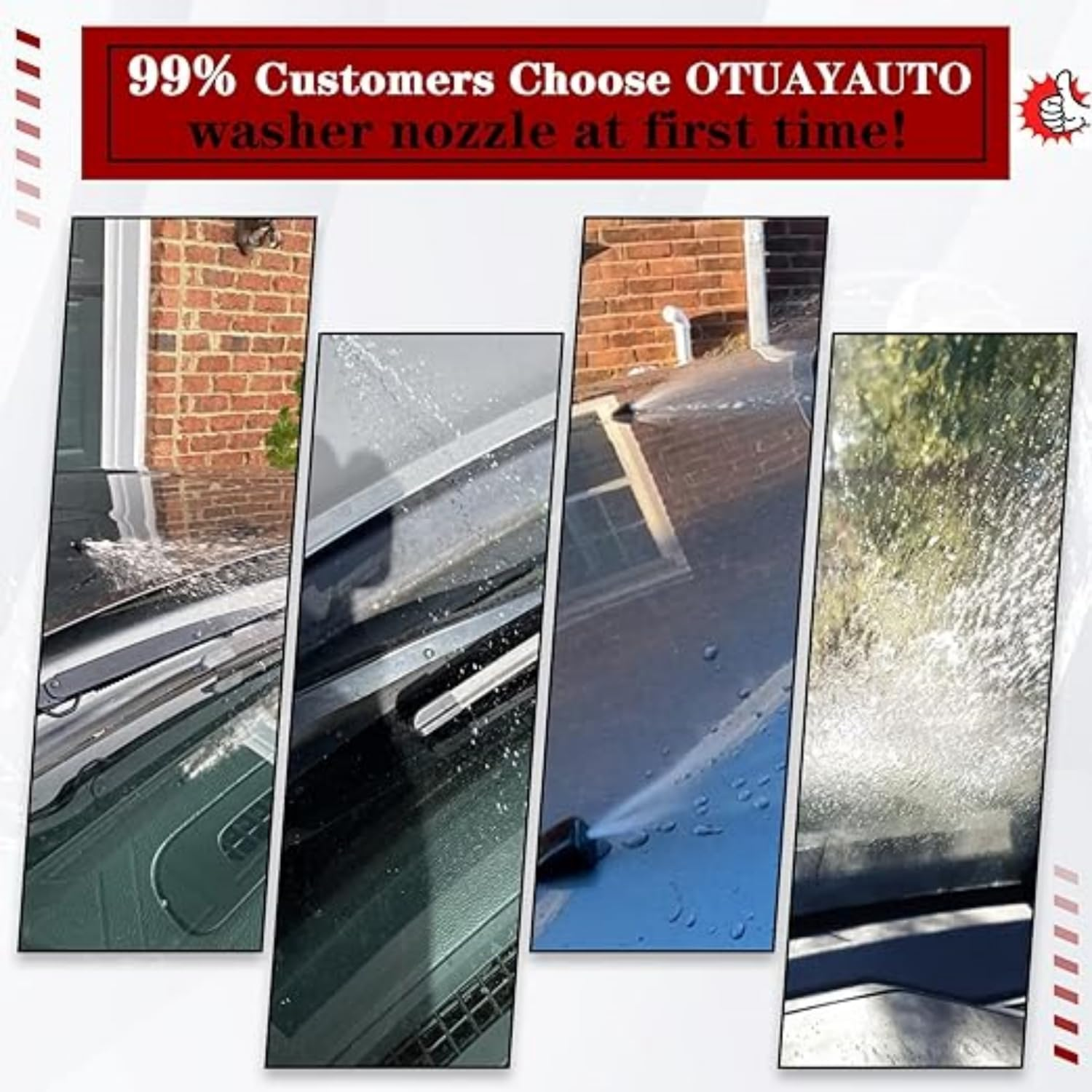 2Pcs Car Front Windshield Wiper Washer Nozzles,Water Jet Wiper Sprinkler for Jeep Patriot Kompass MK1 2008-2016 (Blue) - Blue image number 3