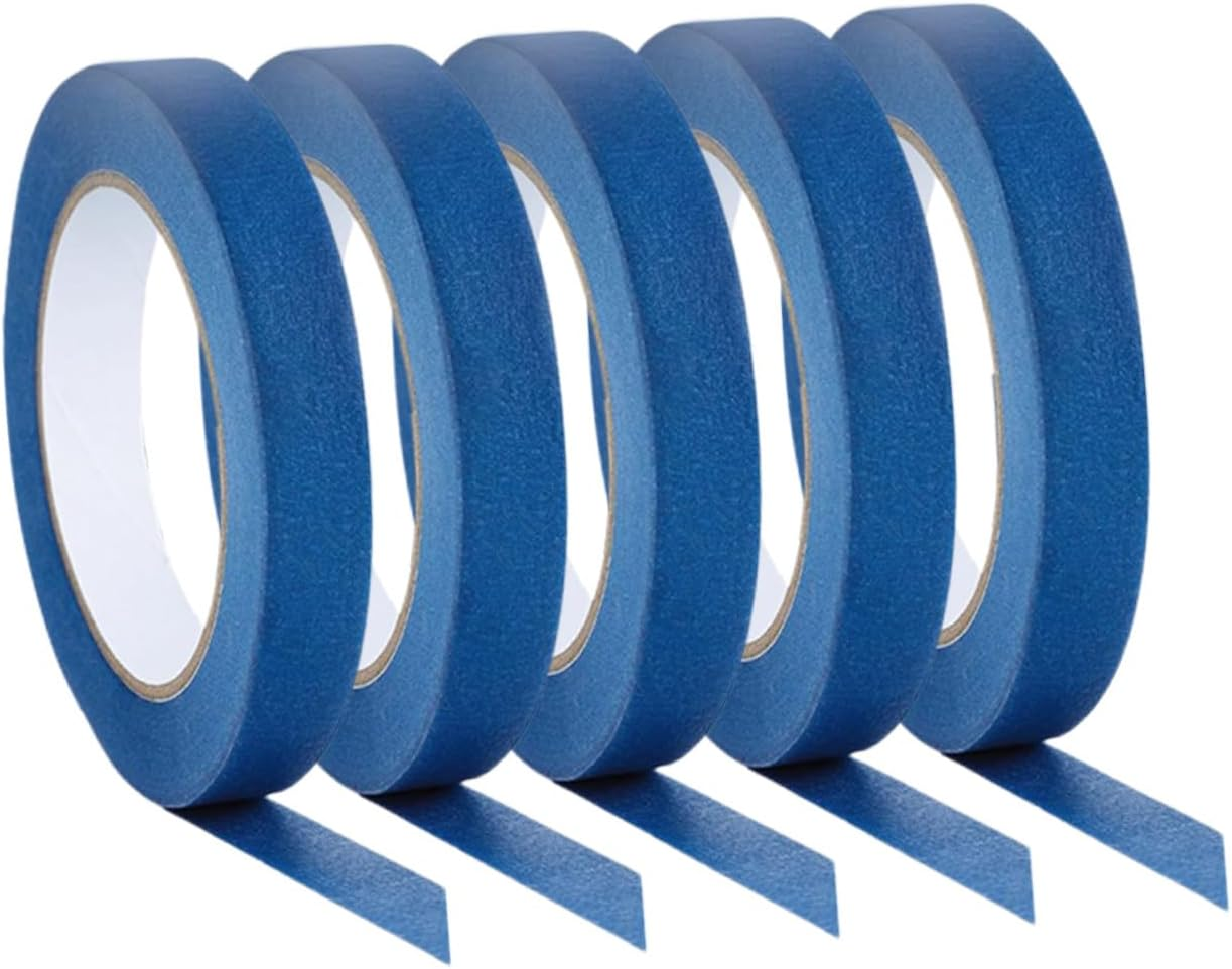 5Pcs Blue 1Cm Wide Thin Paint Masking Tape for Wall Painting, Automotive Paint Supplies, Decorative Edge Trimming Tape for Artists and DIY Painting image number 4