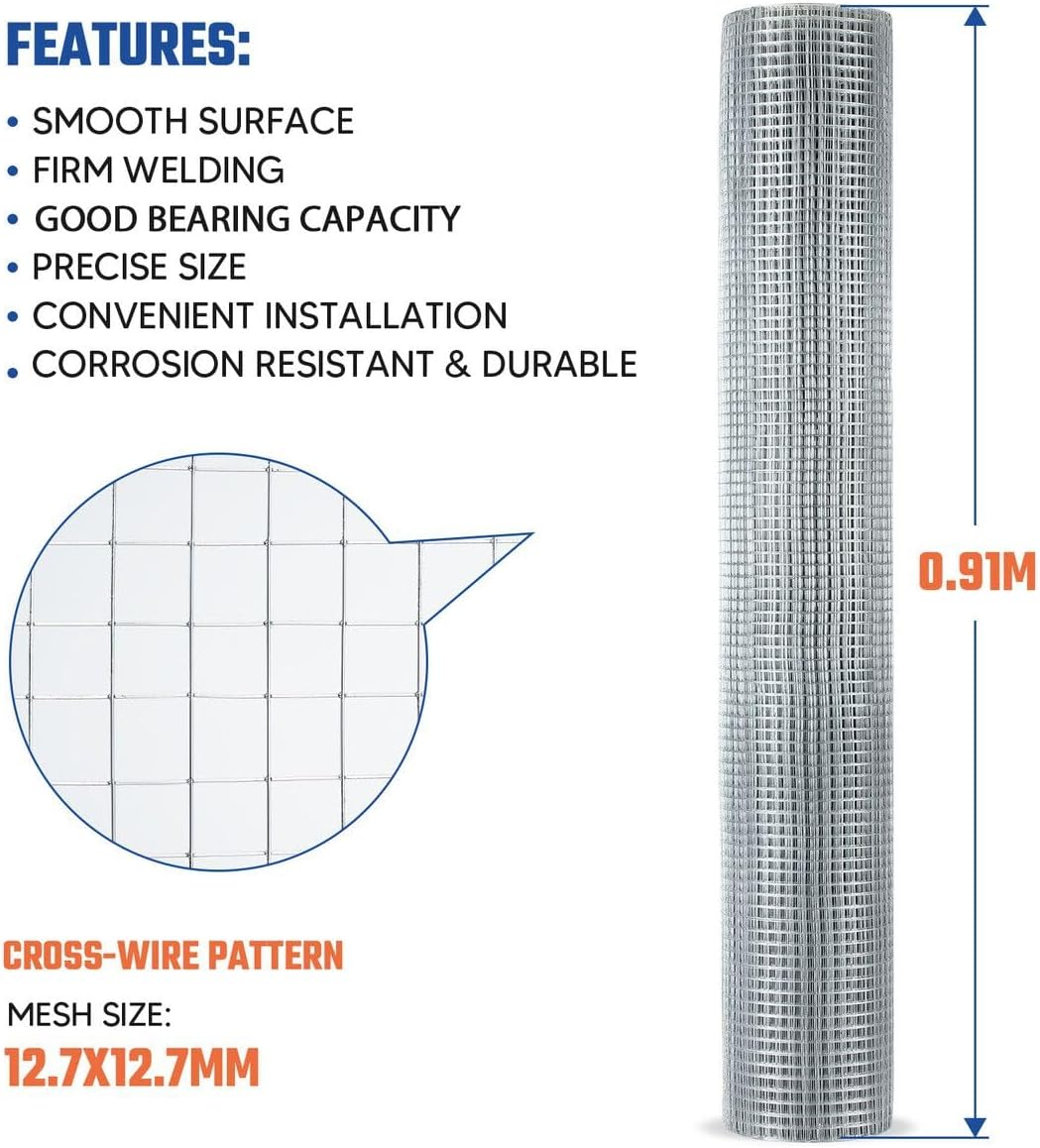 AUSWAY Welded Wire Mesh Fence 40Mx0.91M Chicken Coop Tree Plant Guard Rabbit Cage Animal Enclosure Post Welding Hot Galvanised Netting Fencing Roll image number 6