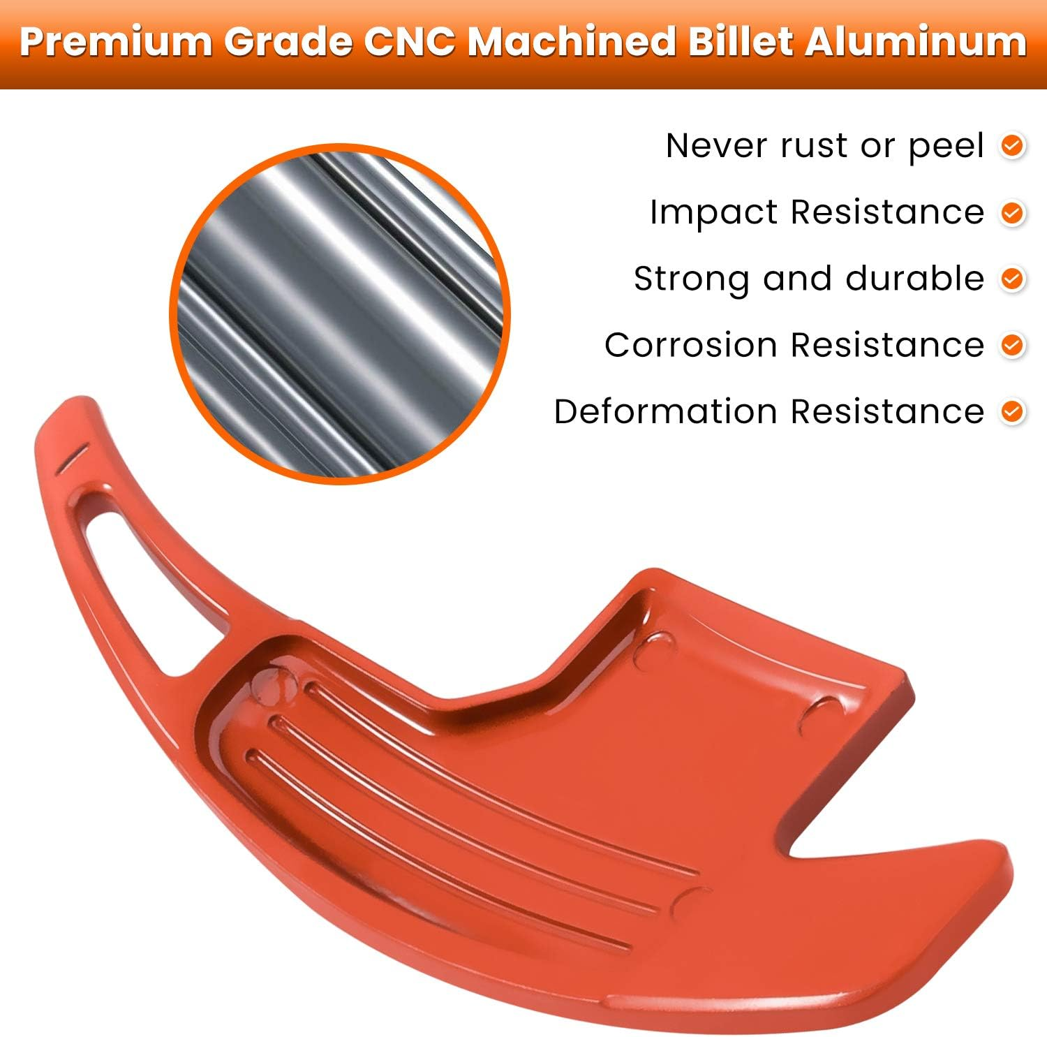 Steering Wheel Shift Paddle Extended Shifter Trim Cover for Ford Mustang 2015 2016 2017 2018 2019 2020 2021 2022 2023 Interior Decoration Accessories Aluminum Alloy (Orange 2PCS)