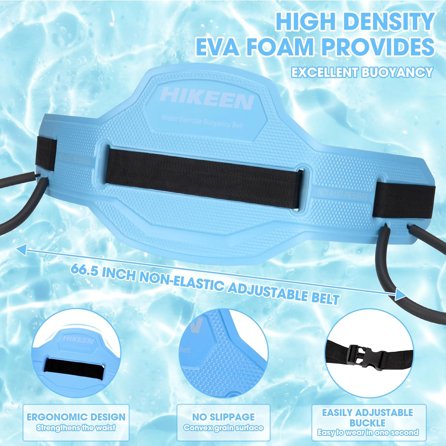 Hikeen Swim Floating Belt,Water Aerobics Swimming Belt with Fixing Straps,Jogger Flotation Aid Buoyancy Belt for Swimming Pool Fitness and Fitness Workout Therapy image number 6
