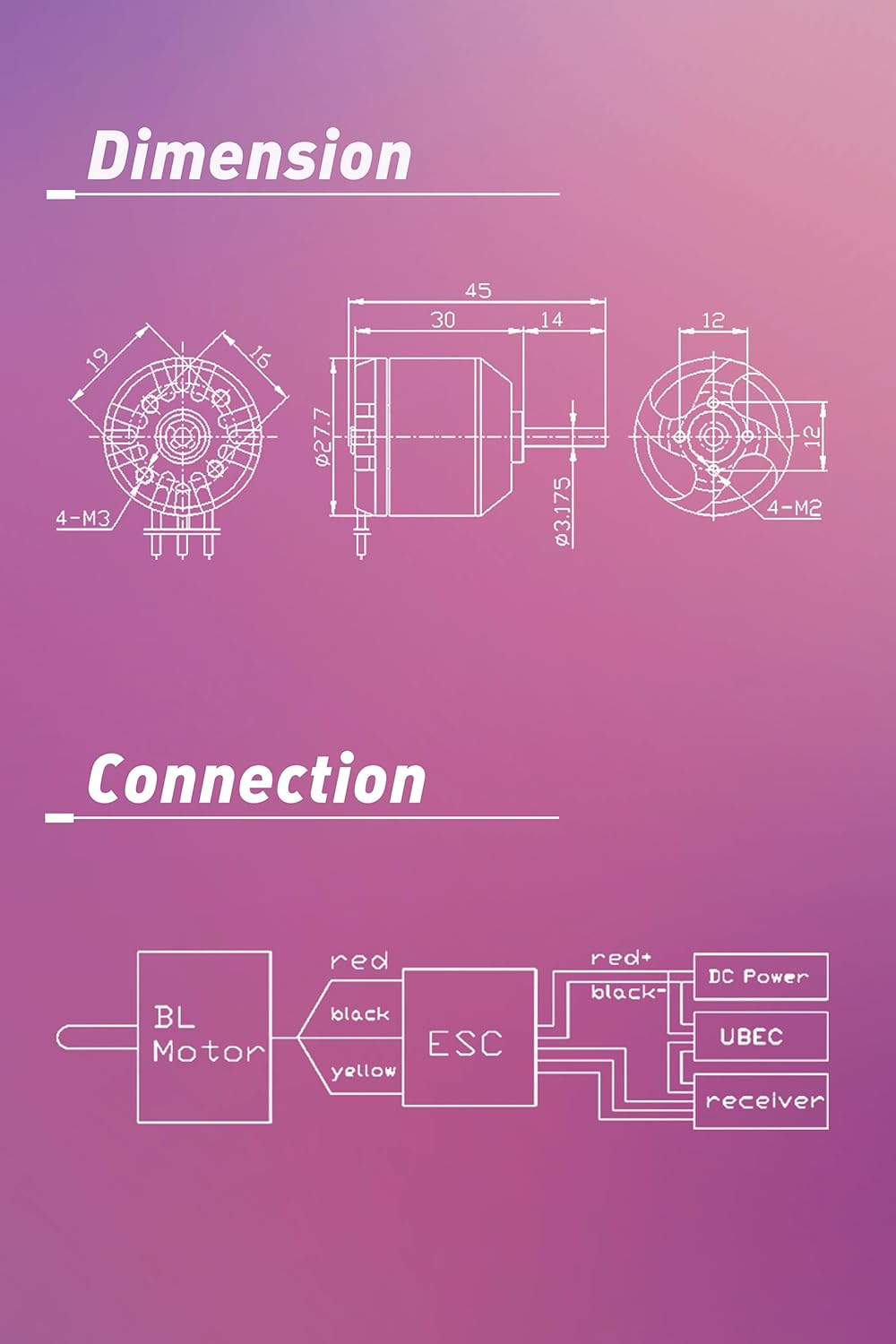 FLASH HOBBY D2830 Brushless Motor 850KV Outrunner Motor RC Plane Motor for RC Aircraft Helicopter Multicopter Drone Fixed Wing