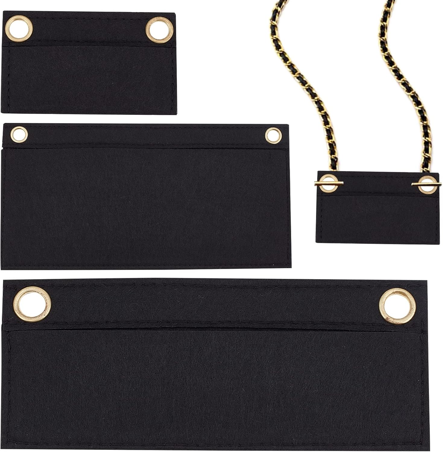 WADORN Pack of 3 Wallet with Felt Insert, Handbags Separator Pocket inside Carry Bag Organiser Conversion Multi-Pocket Felt Insert with Eyelet Organiser for Handbag Pochette Clutch Travel Bag image number 2