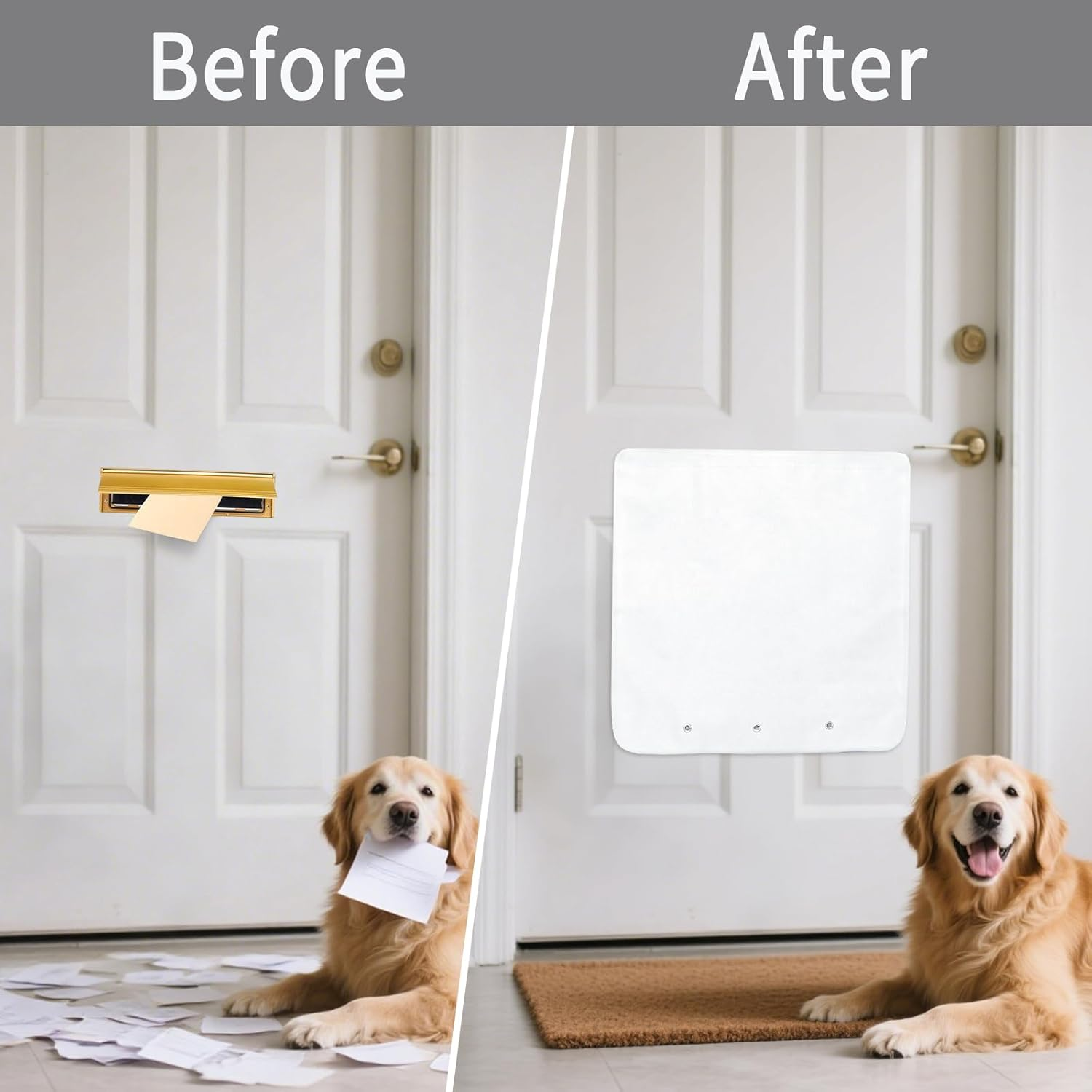 DOINEUFL 20 Inch Letter Box Catcher, Wall Mounted Waterproof Letterbox Cage & Letter Catcher for Post Boxes,Durable Letterboxes & Accessories, Post Catcher to Secure Letters & Parcels (White) - Black image number 5